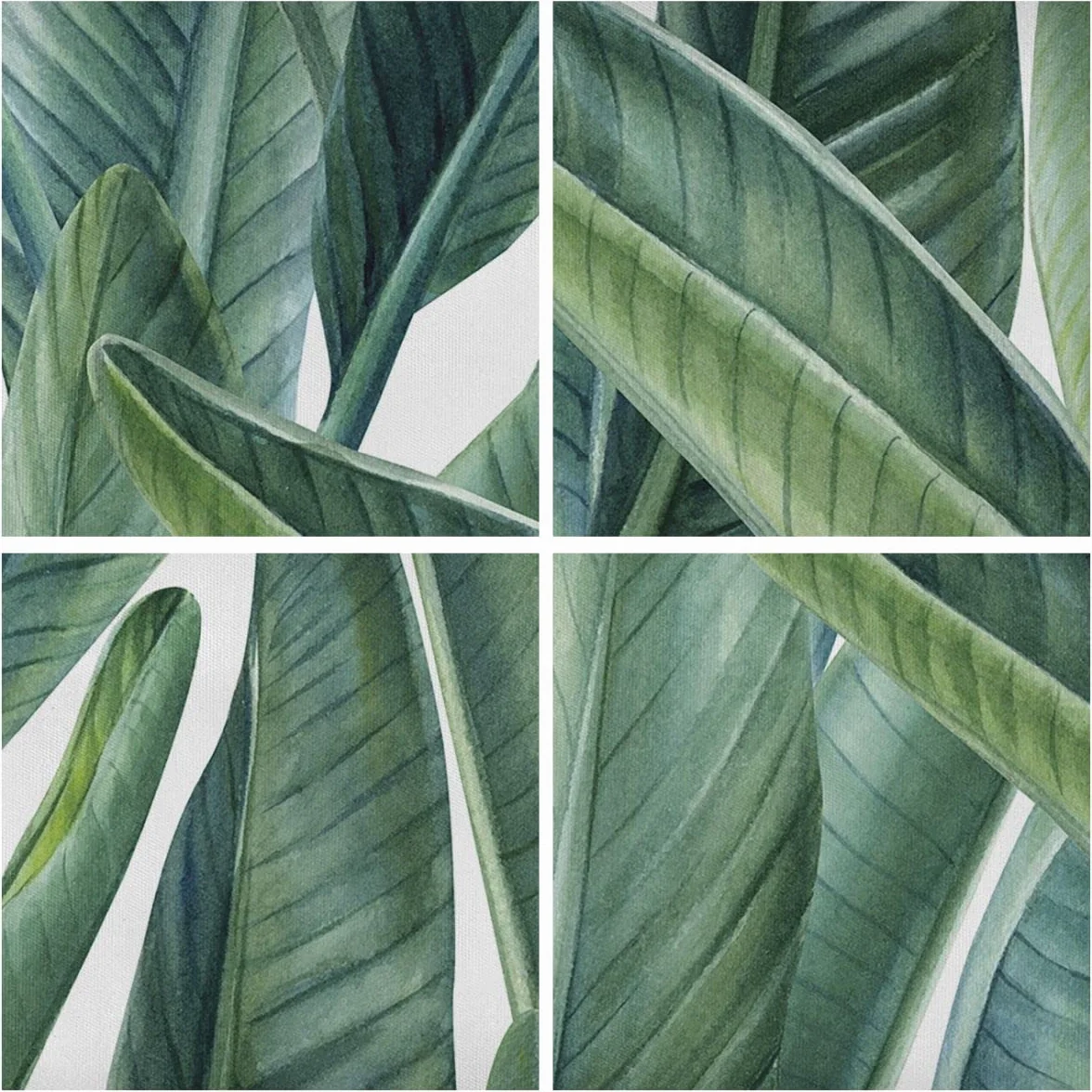 Lienzos decorativos 165x110cm Cuadro Sobre Lienzo Moderno exótico hojas verde Grande XXL Dormitorio Cuadros Pared Imágenes Tríptico 3 Piezas Cuadros Decoracion Salon Wall Art Prints CE165x110-4258