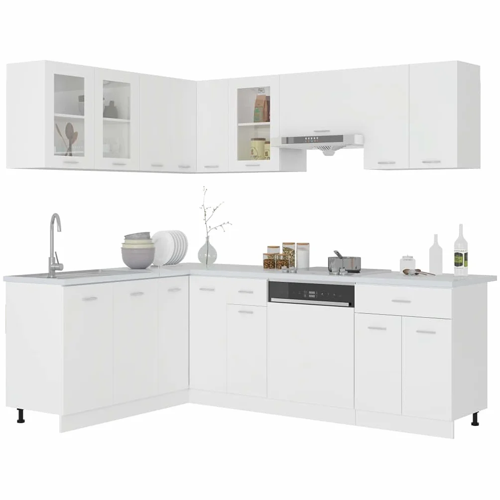vidaXL Conjunto de armarios de Cocina Lyon de 11 Piezas de Madera de ingeniería Blanca