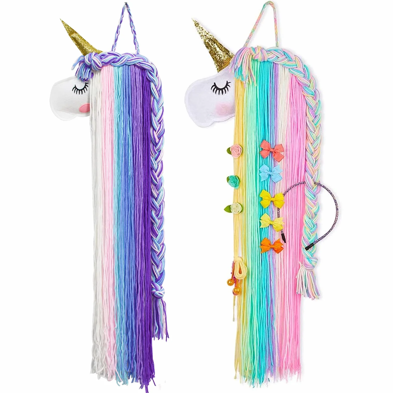 Unicornio Pinza Pelo Organizador Cabello Diadema Colgante Almacenamiento 2 Piezas para Niñas Bebé Habitación Fiestas