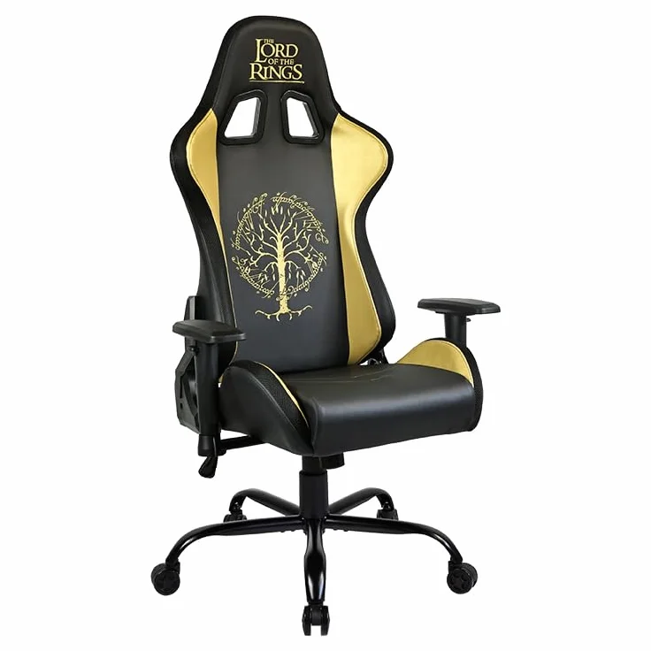 Subsonic - Silla Gaming «El Señor de los Anillos» - Silla de Oficina Ergonómica con Espuma de Alta Densidad, Respaldo Reclinable y Reposabrazos Ajustables en 2D - Altura Regulable – Negro