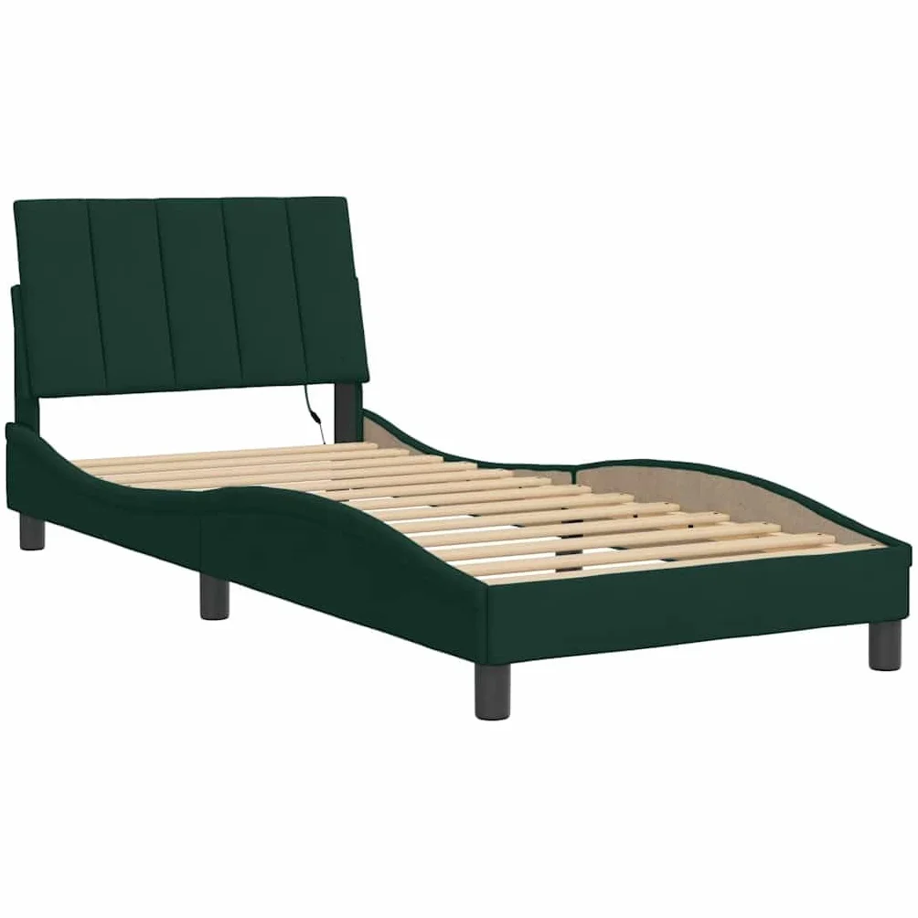 Cama de terciopelo LED, 90 x 200 cm, con forma de onda, para jóvenes y invitados, marco de madera de metal, montaje