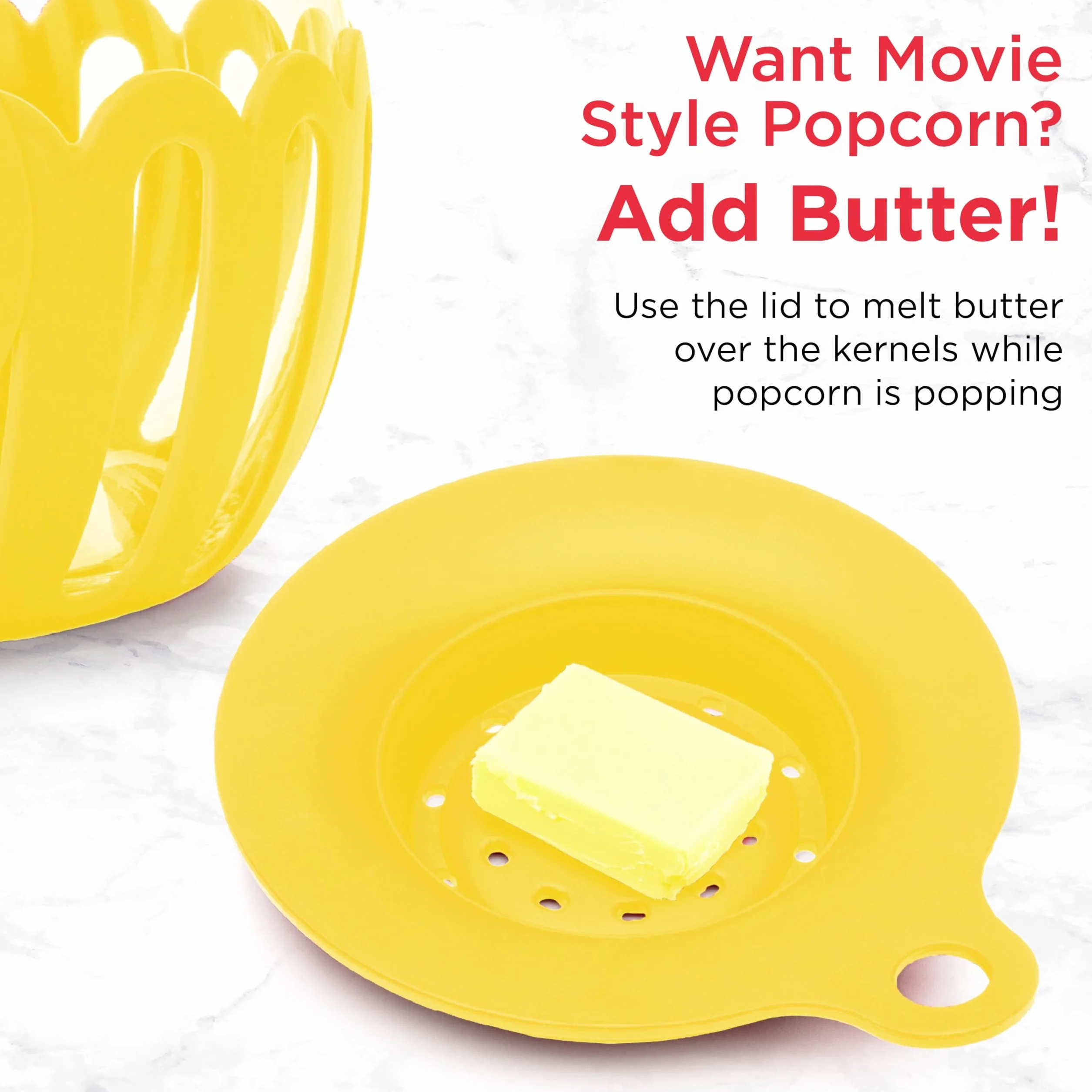 Ecolution Palomitas de maíz micropop patentadas para microondas, vidrio de borosilicato seguro para la temperatura, amarillo