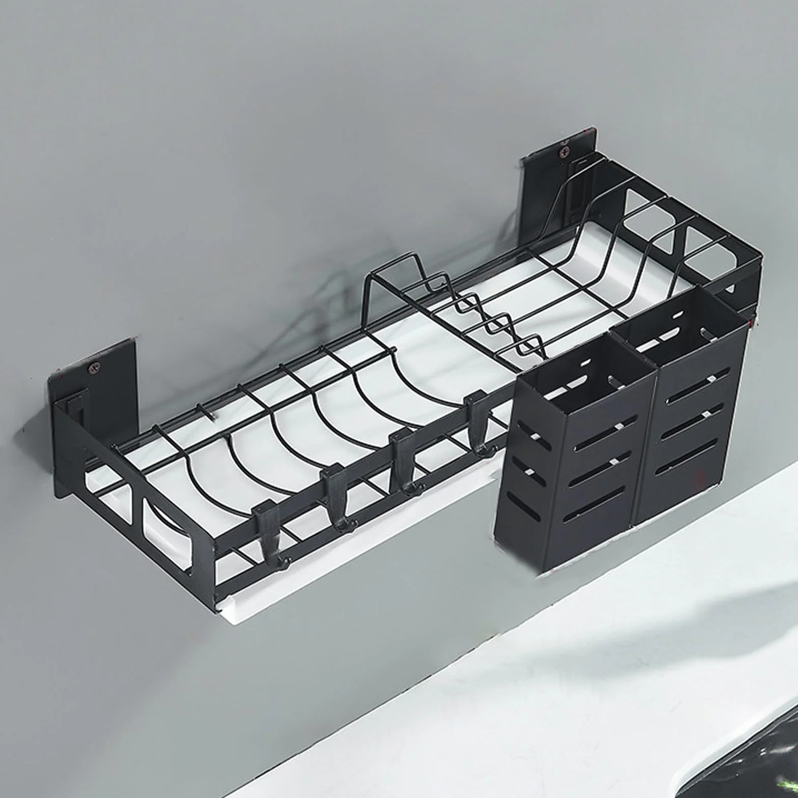 Escurridor De Platos De Pared,Escurreplatos Pared,Escurreplatos Acero Inoxidable con Ganchos,Escurreplatos sobre Fregadero,Sin Taladro,Ahorro De Espacio,para Guardar Cuencos,Platos