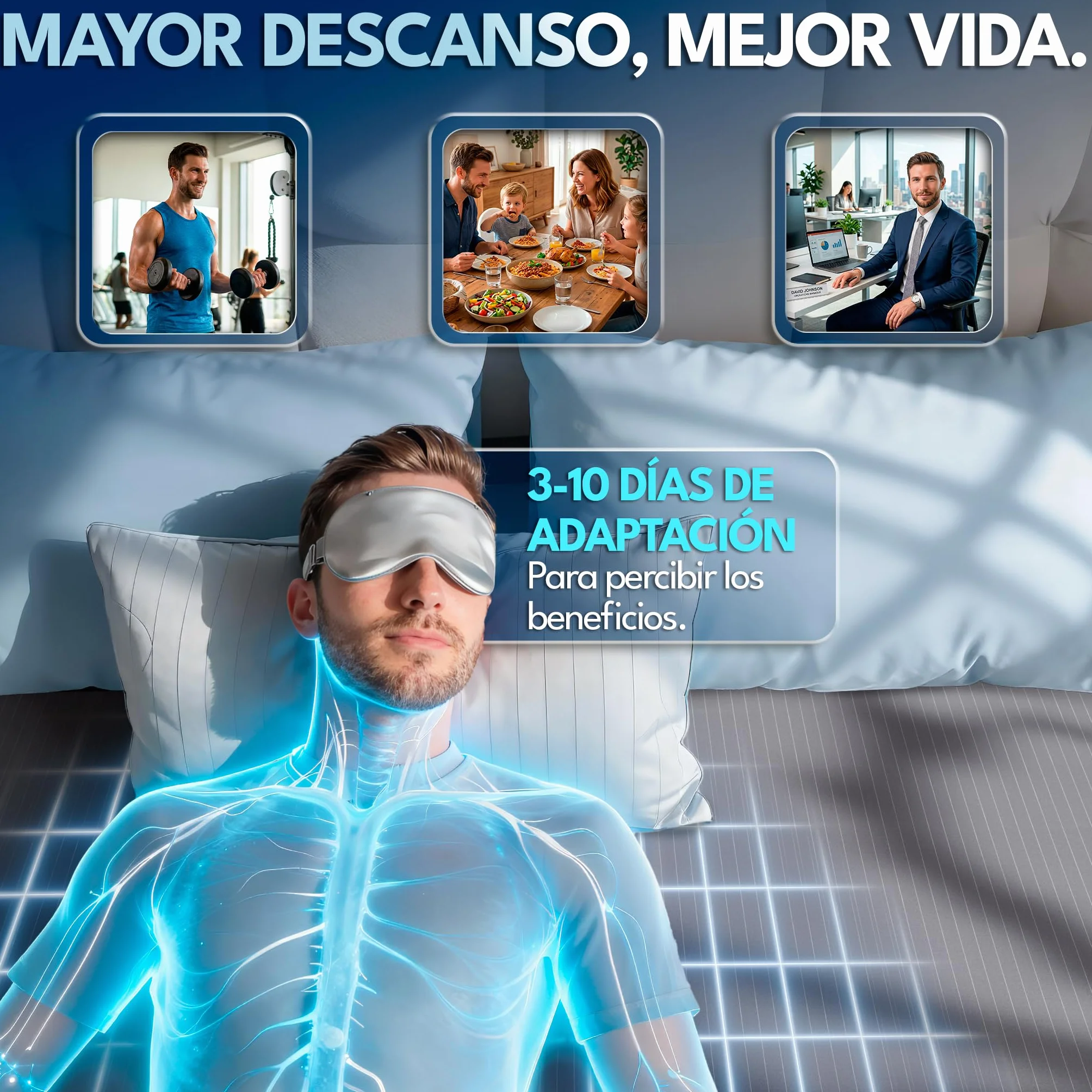 Sabanas Grounding Ajustable 10% Plata 90% Algodon| Sabanas de Conexion a Tierra + Cabezal + Cable + Tester + Antifaz Lino (Gris, Cama Individual (90x200x30))