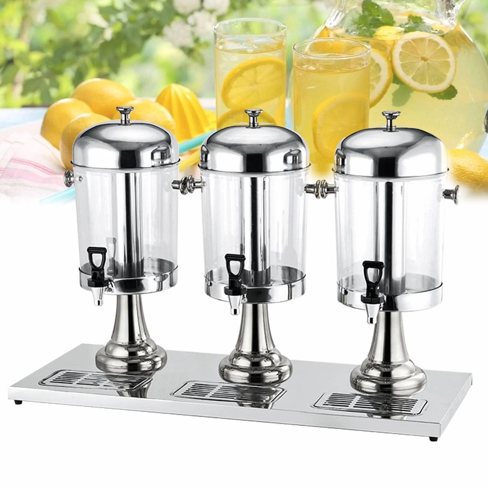 Máquina comercial de bebidas frías, Dispensador de bebidas de acero inoxidable de 24 litros con grifo, para fiestas, eventos, catering, restaurante, servicio en casa, jugo (Silver)