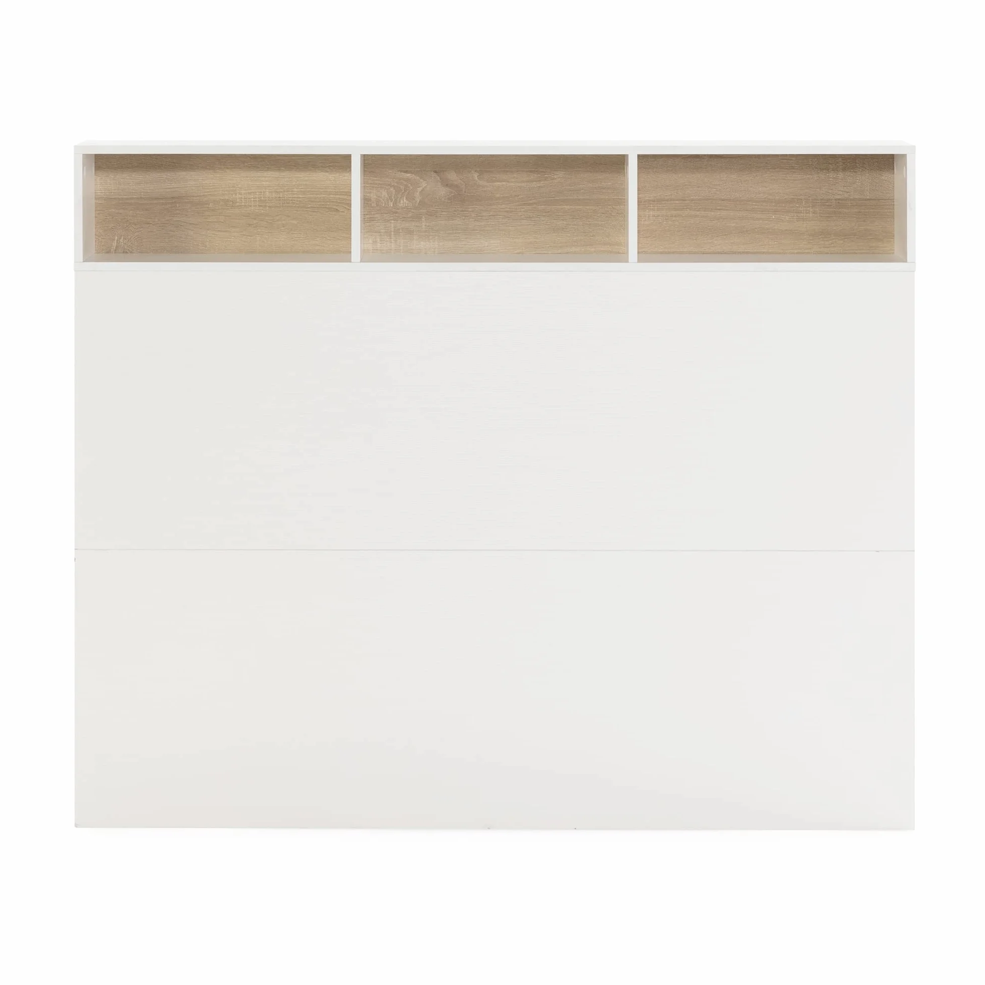 HOMN LIVING Cabecero de Cama Zeus 165 cm con almacenaje Blanco, 2 Puertas 9 Huecos
