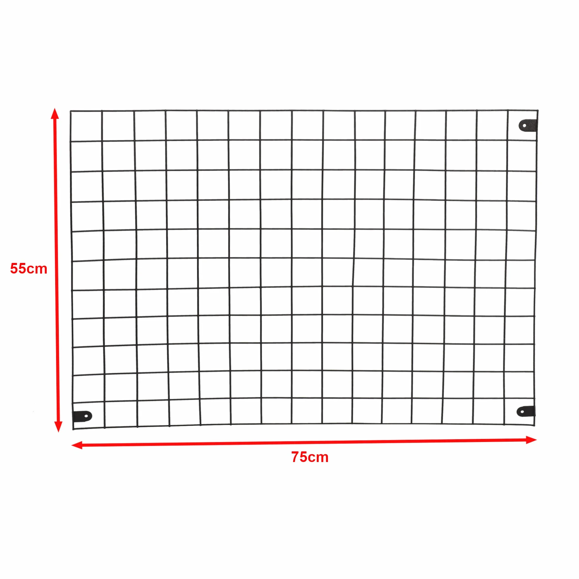 [en.casa] Panel de Rejilla para Notas Listas de Tareas Pared de Fotos Mural Tablero de Anuncios Multifuncional Metal 75 x 55 cm Negro