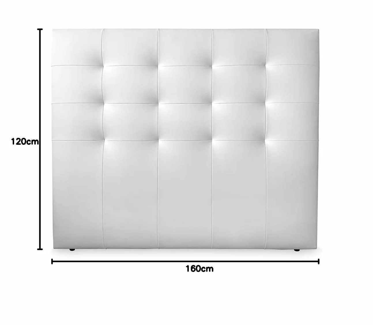 DUÉRMETE ONLINE Cabecero París Acolchado, Tapizado en Polipiel de Alta Gama, Blanco, 160 x 120 cm (Cama 150)