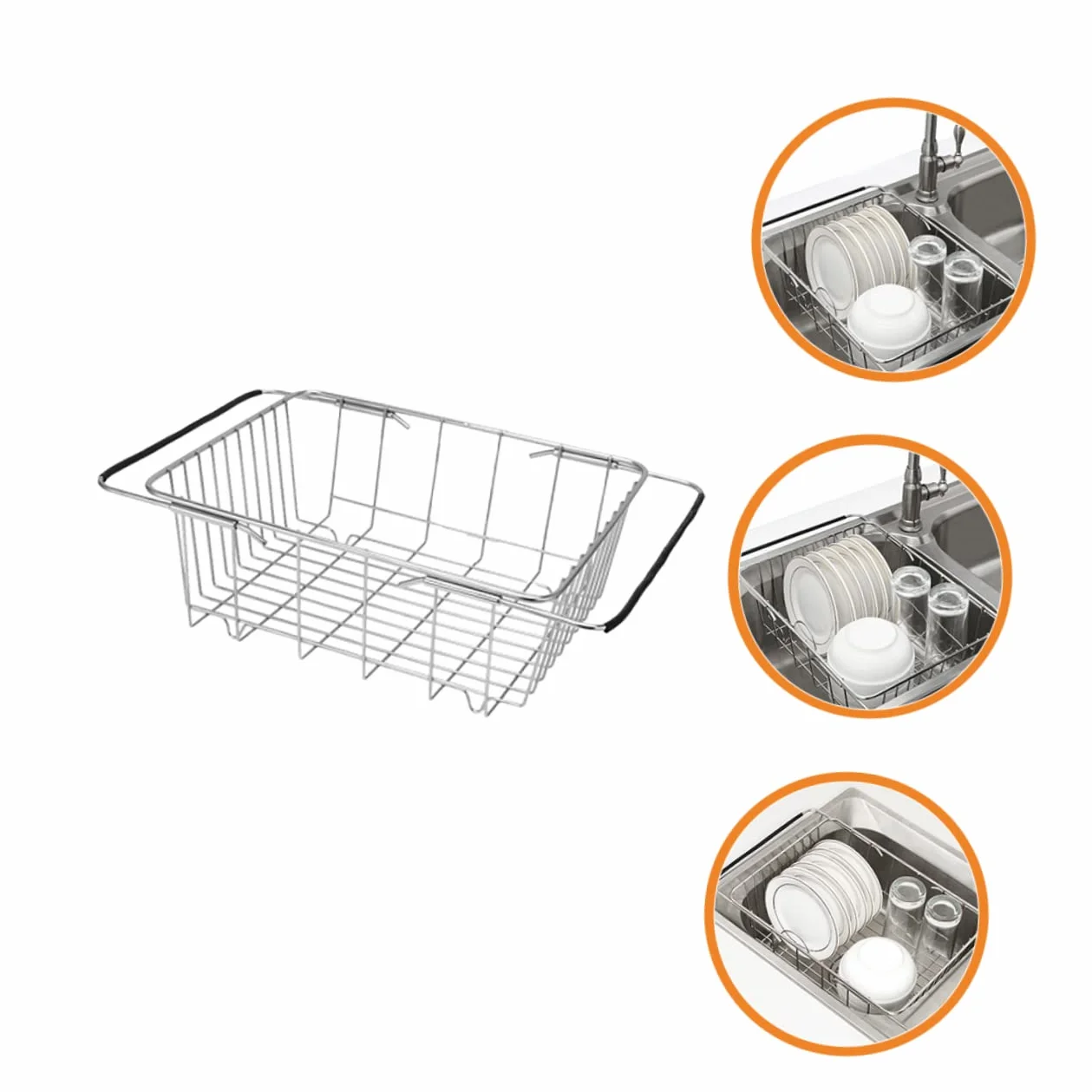 LIFKOME Escurreplatos grande expandible sobre el fregadero, escurridor de platos de cocina para ahorrar espacio para platos y cuencos, estante de secado de fregadero