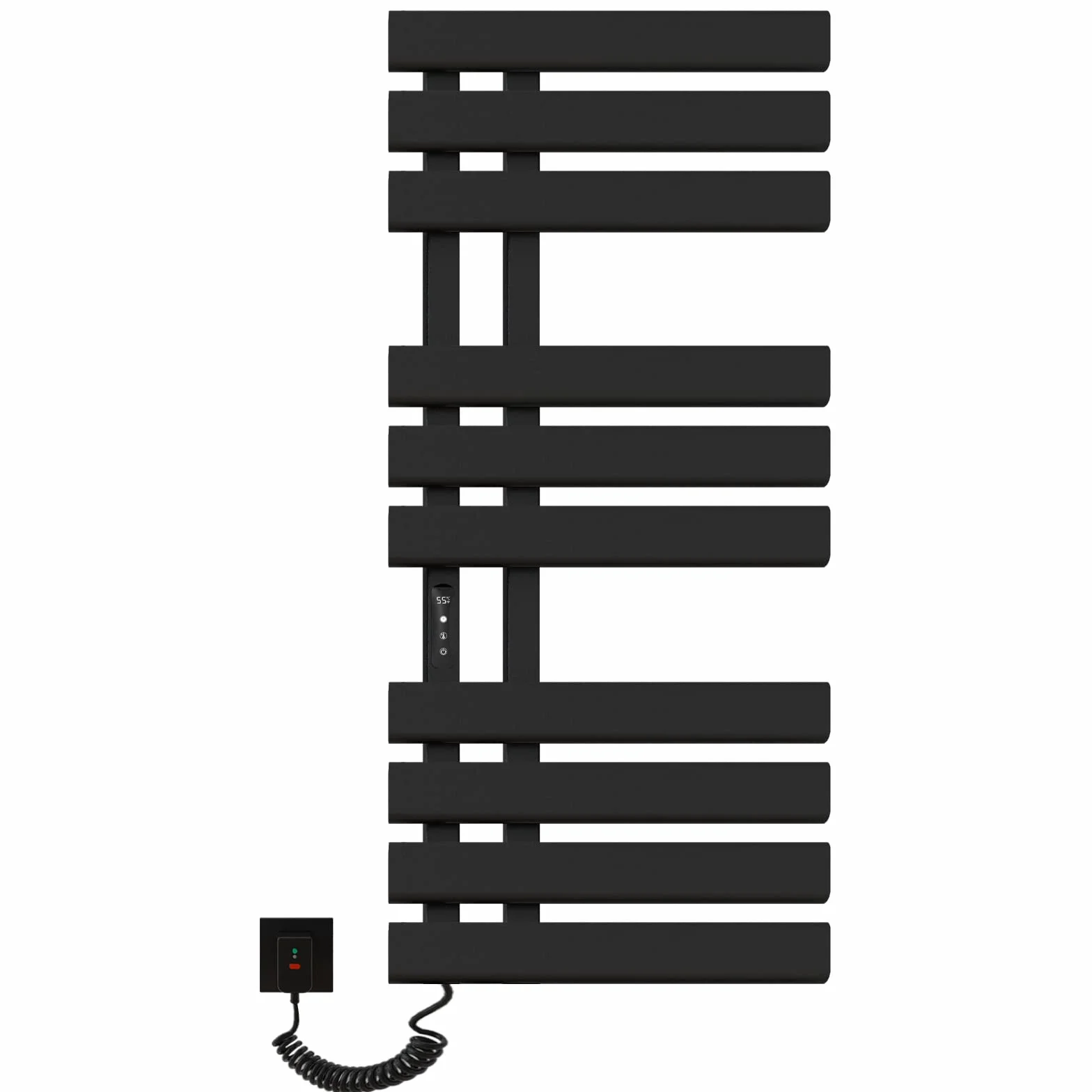 Radiador Toallero Eléctrico, 500x1100mm Toallero Baño Radiador, Secador de Toallas, Toallero Calentado, Secatoallas Electrico, Temperatura constante inteligente Calentador de Toallas Pared-Black Left