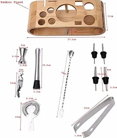 Kit con Soporte para Barra, coctelera y Set para Mezclar Bebidas - Herramientas de Barra, coctelera, el Mejor Kit de Barman para Principiantes, Utensilios de Cocina