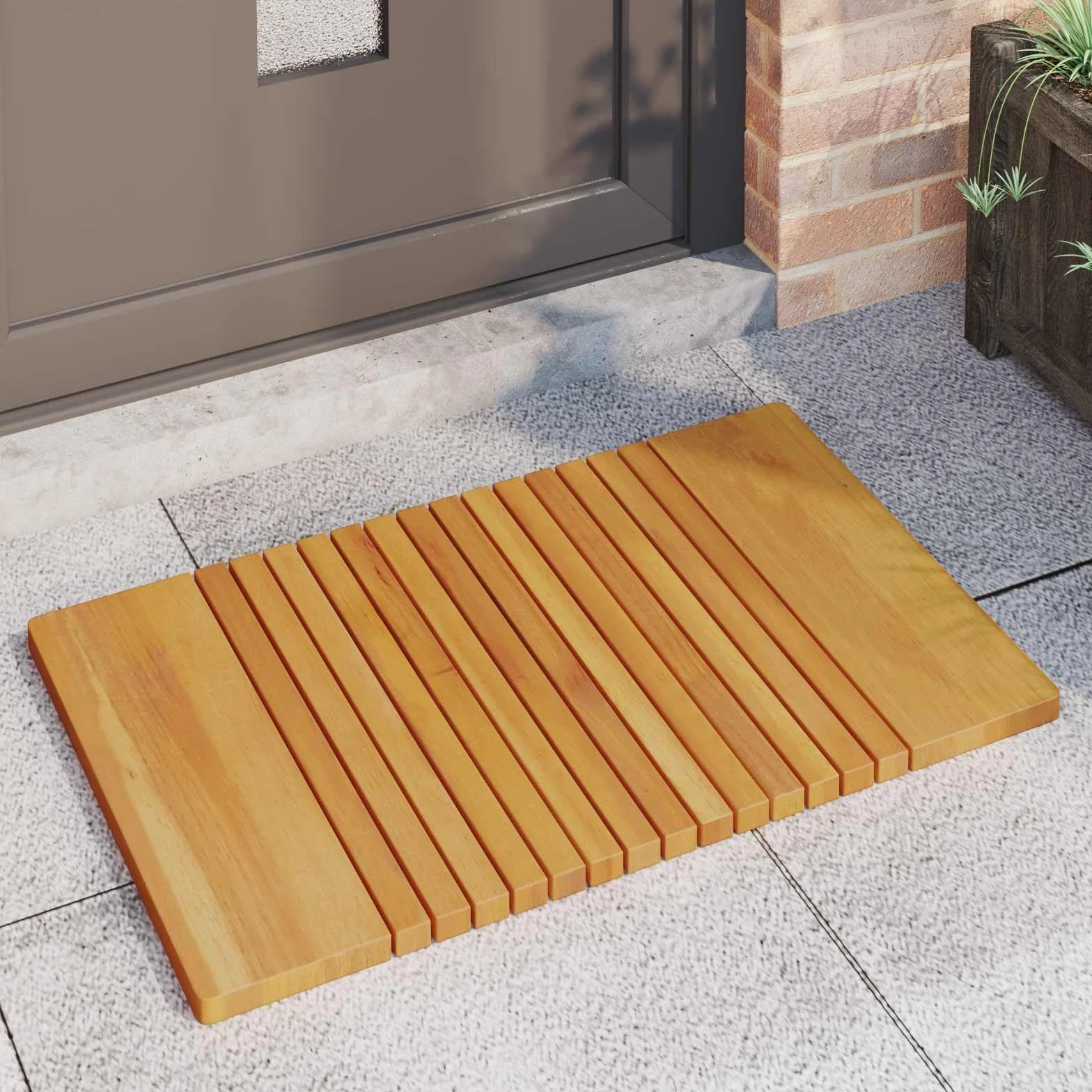 Alfombra de baño de madera con superficie engrasada, antideslizante, para baño y ducha, secado rápido, lavable, versátil, color marrón