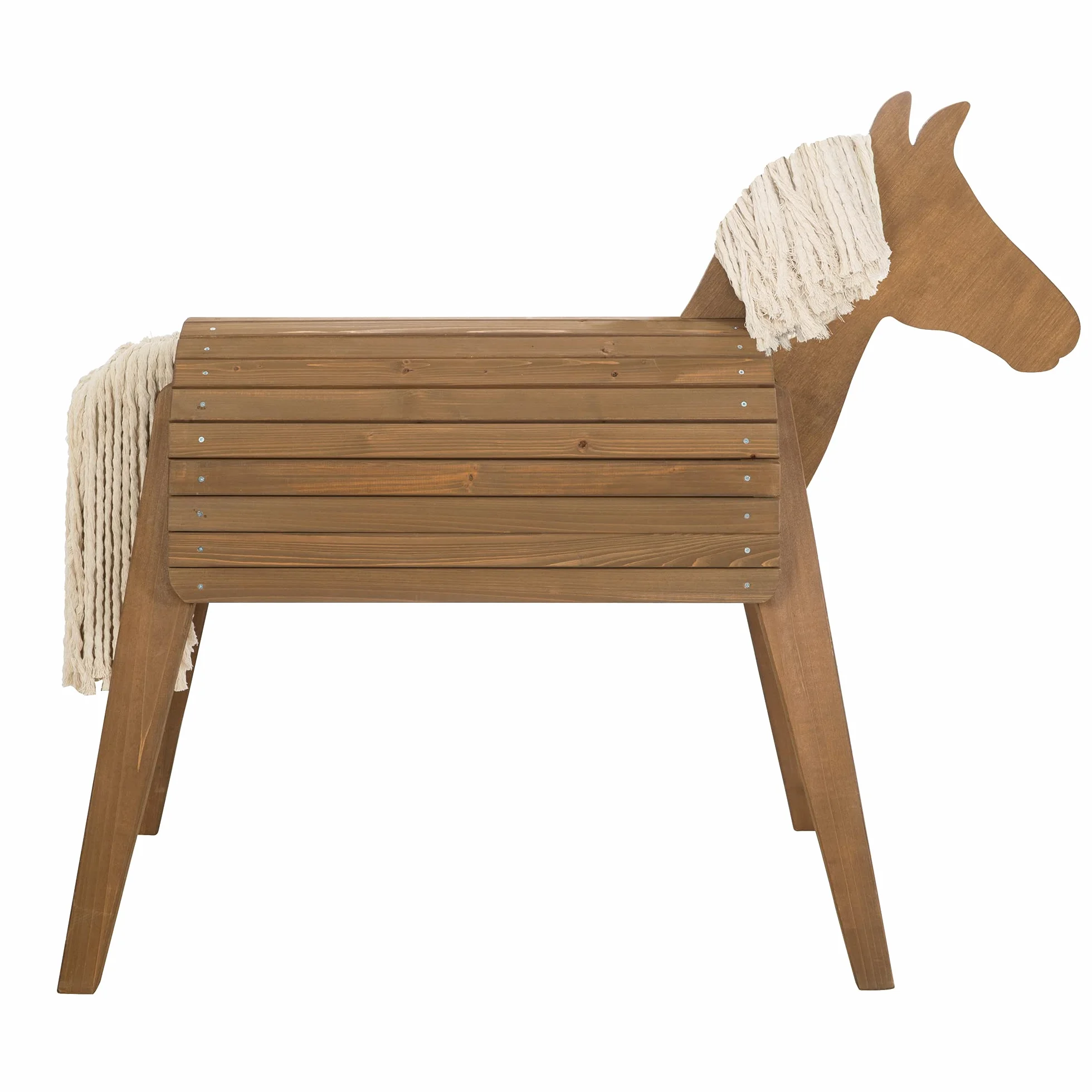 roba Caballo de Jardín para Niños en Madera Maciza - Caballo de Equitación - Muebles para Jugar al Aire Libre - Teca