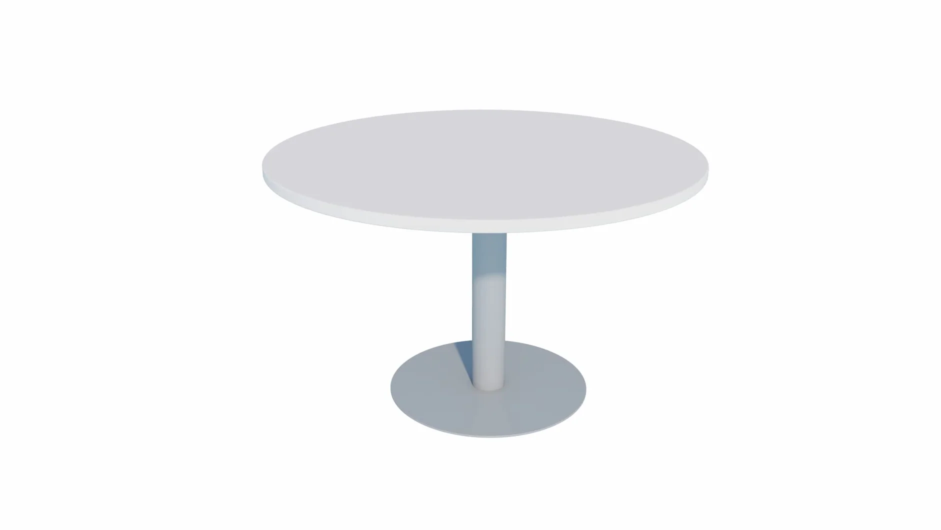 Mesa de Reuniones, Redonda, Blanca. 120Ø. con Base Cilíndrica.