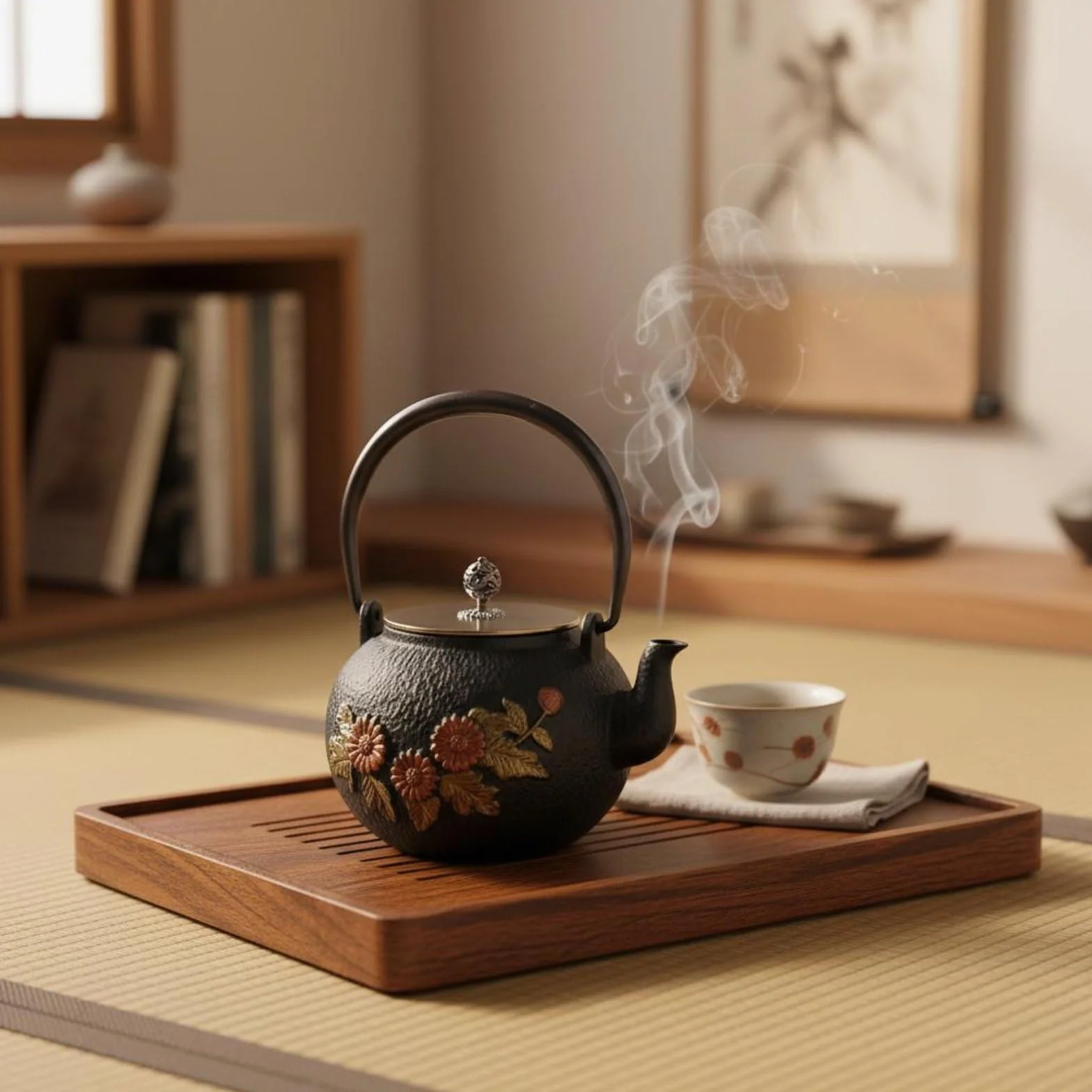predolo Tetera de Hierro Fundido Japonesa Tetera Hervidor Caldero Jarra con Interior sin Recubrimiento Que Enriquece el Agua con de Hierro Adecuada para, 1.2 Resorte Antiguo