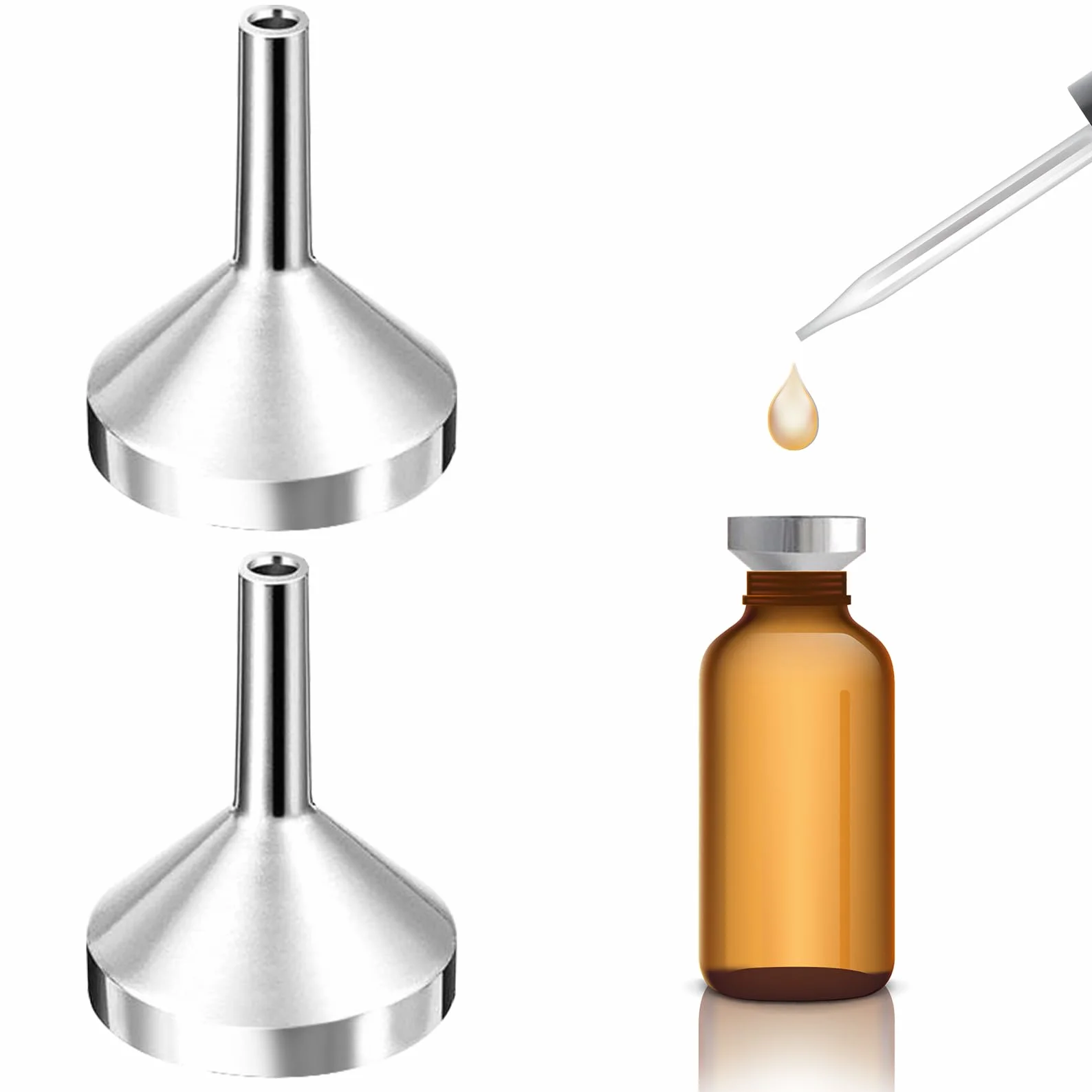 Embudo Pequeño de Acero Inoxidable Mini Embudo Metálico para Cocina Rellenar Atomizadores Botellas Cosméticos Líquidos 18mm 2 Piezas