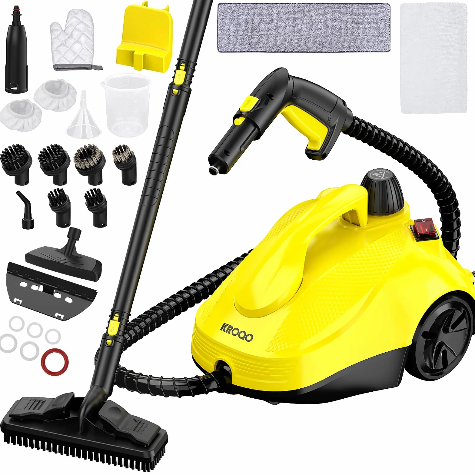 Limpiador a vapor con 23 accesorios y cable de alimentación de 5 m para la limpieza de estufas, alfombras, sofás, tapicería, juguetes y suelos lisos.