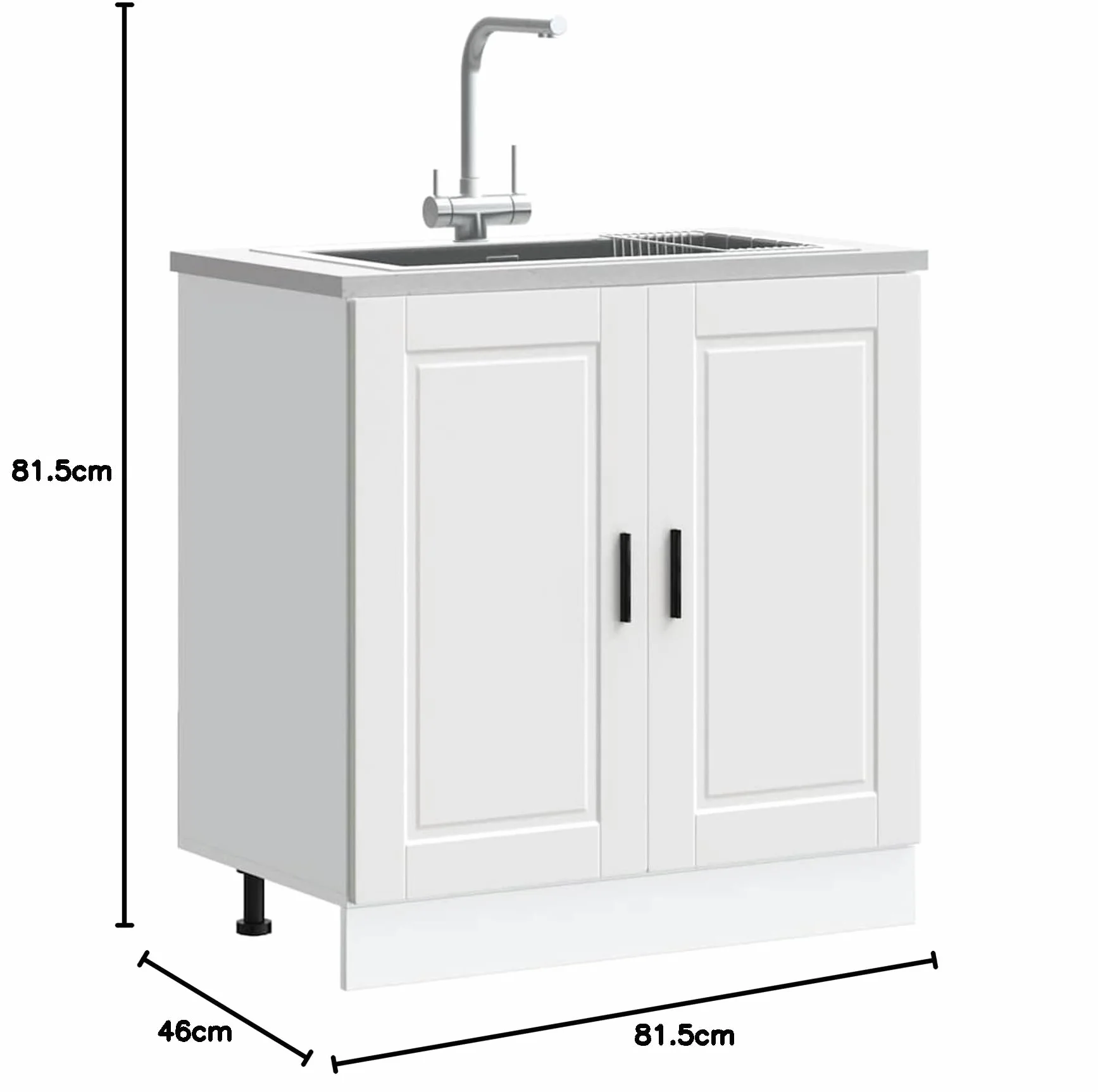 Homgoday Mueble bajo Fregadero Porto Blanco 80x46x81,5cm de Cocina sin Encimera - Madera diseñada para Lavabo