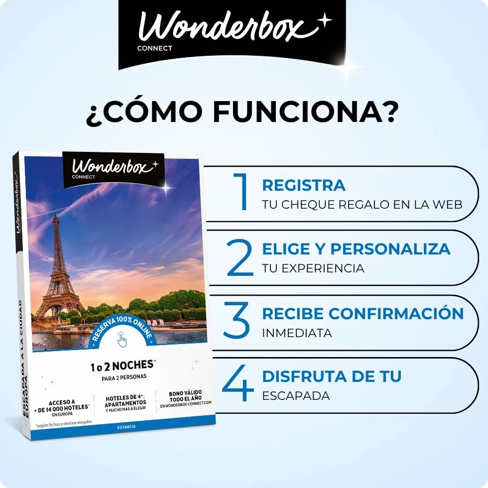 WONDERBOX – Cofre Regalo Escapada de desconexión - 1 Noche para 2 Personas - Escapada para Parejas - Regalar experiencias - Hoteles en Plena Naturaleza para desconectar y Descubrir España