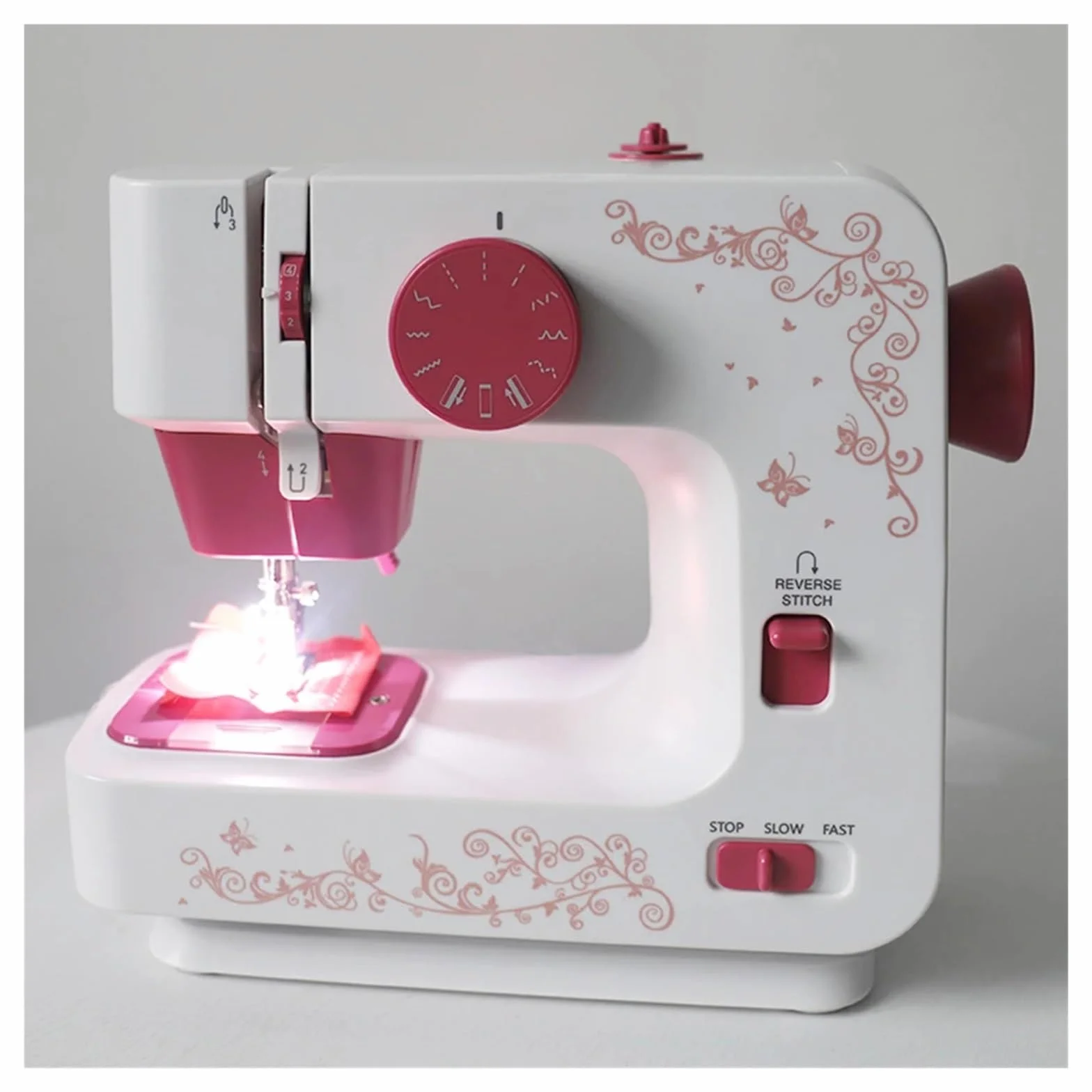 Máquina De Coser Eléctrica Escritorio For El Hogar, Overlock For Ropa DIY, 2 Velocidades, 12 Puntadas, Batería Portátil/adaptador DC Potente Silenciosa Y Estable