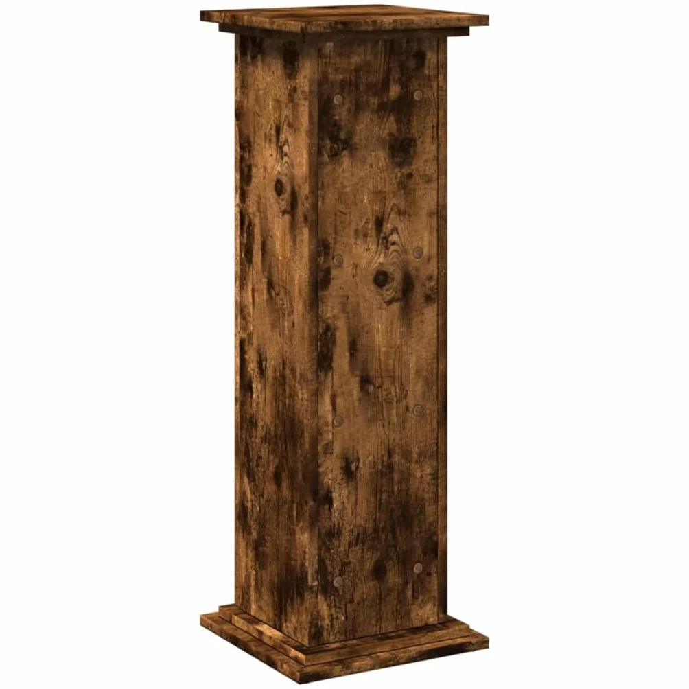 VidaXL Pedestal Expositor con Almacenaje Roble Ahumado 31x30x90 cm, Vitrina, Pedestal de Exposición, Mesa Auxiliar, Armario de Exposición