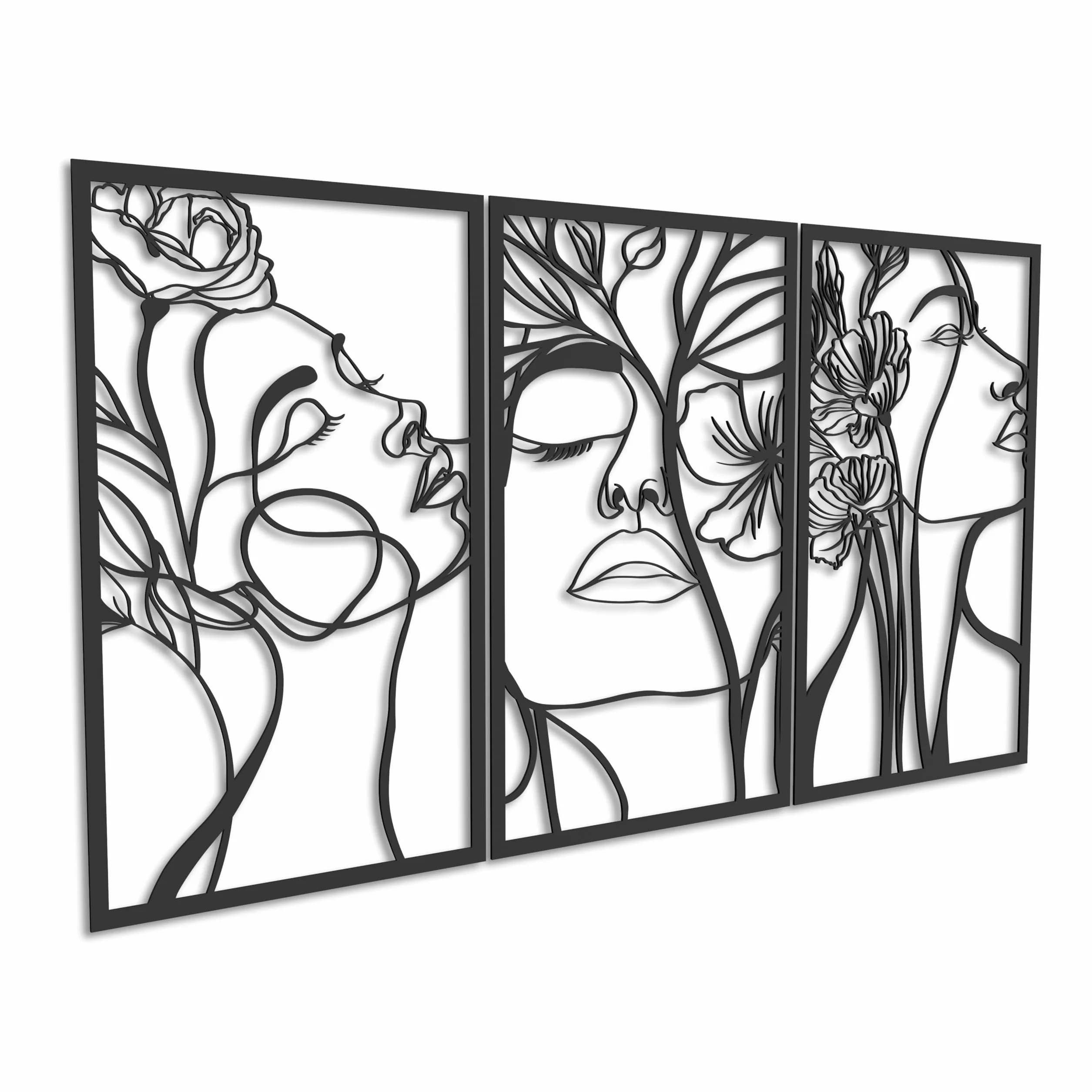 Cuadros Decoracion Salón Modernos XXL - Set de 3 Piezas - Decoracion Pared Dormitorio - Cuadros Decorativos - Decoracion Hogar Moderno - 1500x800 mm, Rostros de Mujeres + Cuadro Adicional Incluido | Gratis: segunda tabla más pequeña incluida. Decoración d