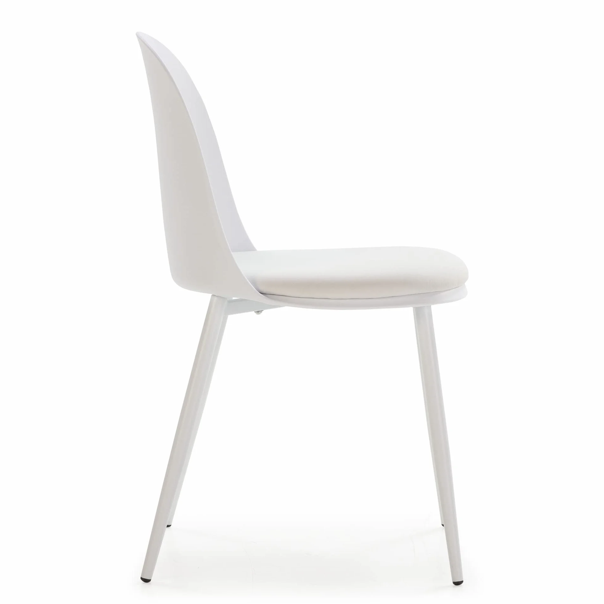 HOMN LIVING Set de 4 sillas Kana Blanco, Patas metálicas y Asiento tapizado, 45 cm (Ancho) 51,5 cm (Profundo) 83 cm (Altura)