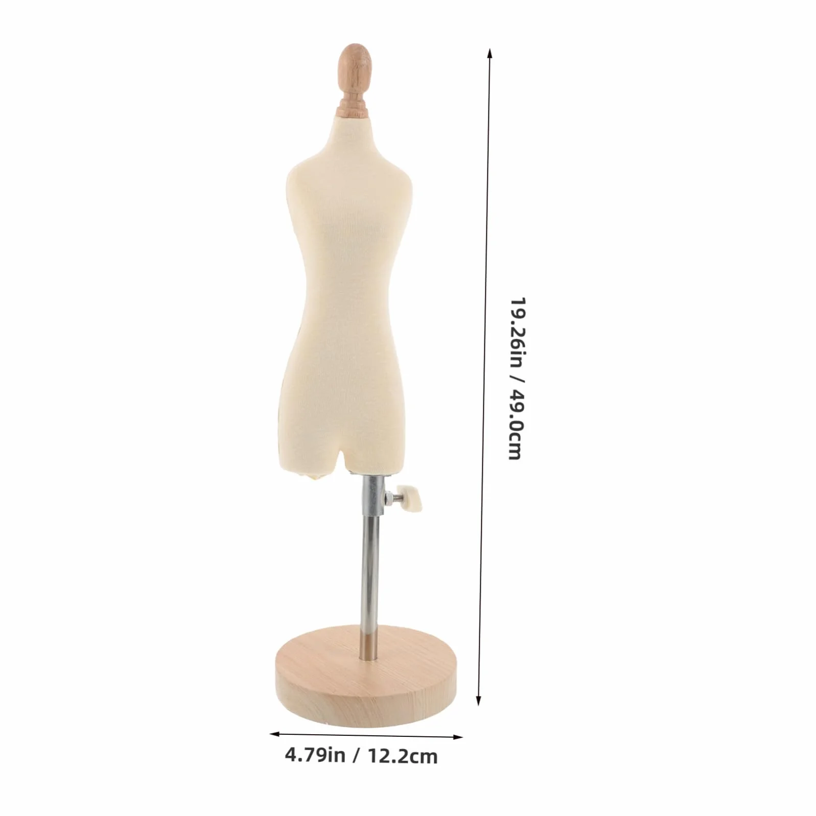 Maniquí de Costura Femenino Mini 1/4 Escala Soporte de Madera Natural para Proyectos de Confección y Manualidades, Modelo Realista para Diseño y Ajuste de Vestidos