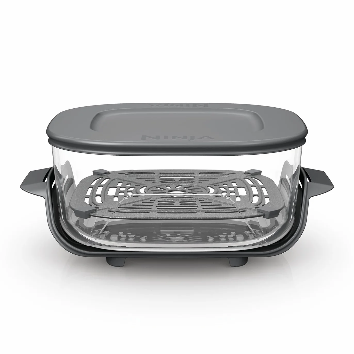 Ninja CRISPi, Recipiente de Cristal TempWare de 3,8L, XSKLIDPLTEUUK | Tapa Snap-Lock, Apto para Freidora de Aire y Resistente al Choque Térmico, Prepara, Cocina y Guarda Alimentos, sin BPA