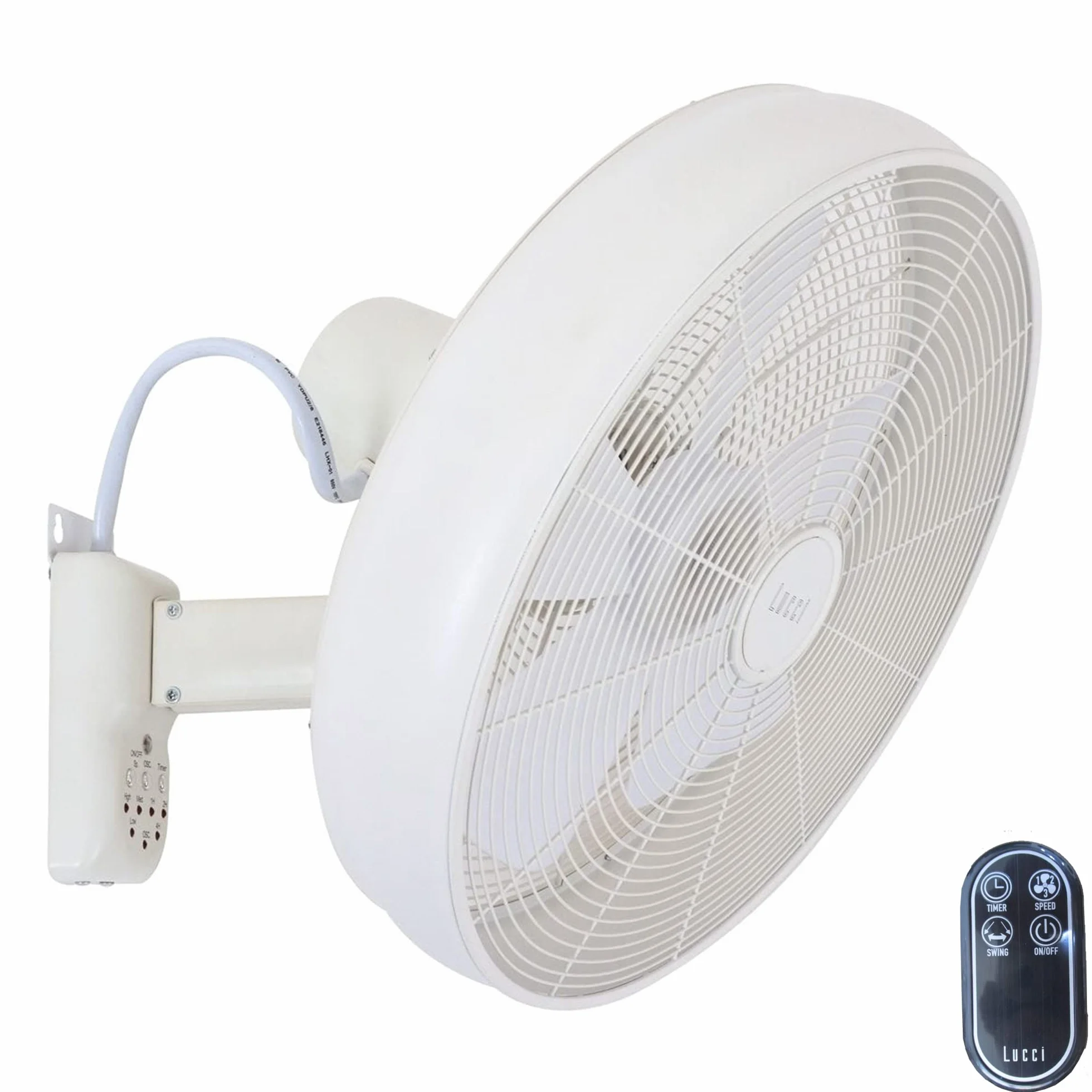 LUCCI AIR Breeze - Ventilador de pared (incluye mando a distancia, giratorio automático, diámetro de 46 cm), color blanco