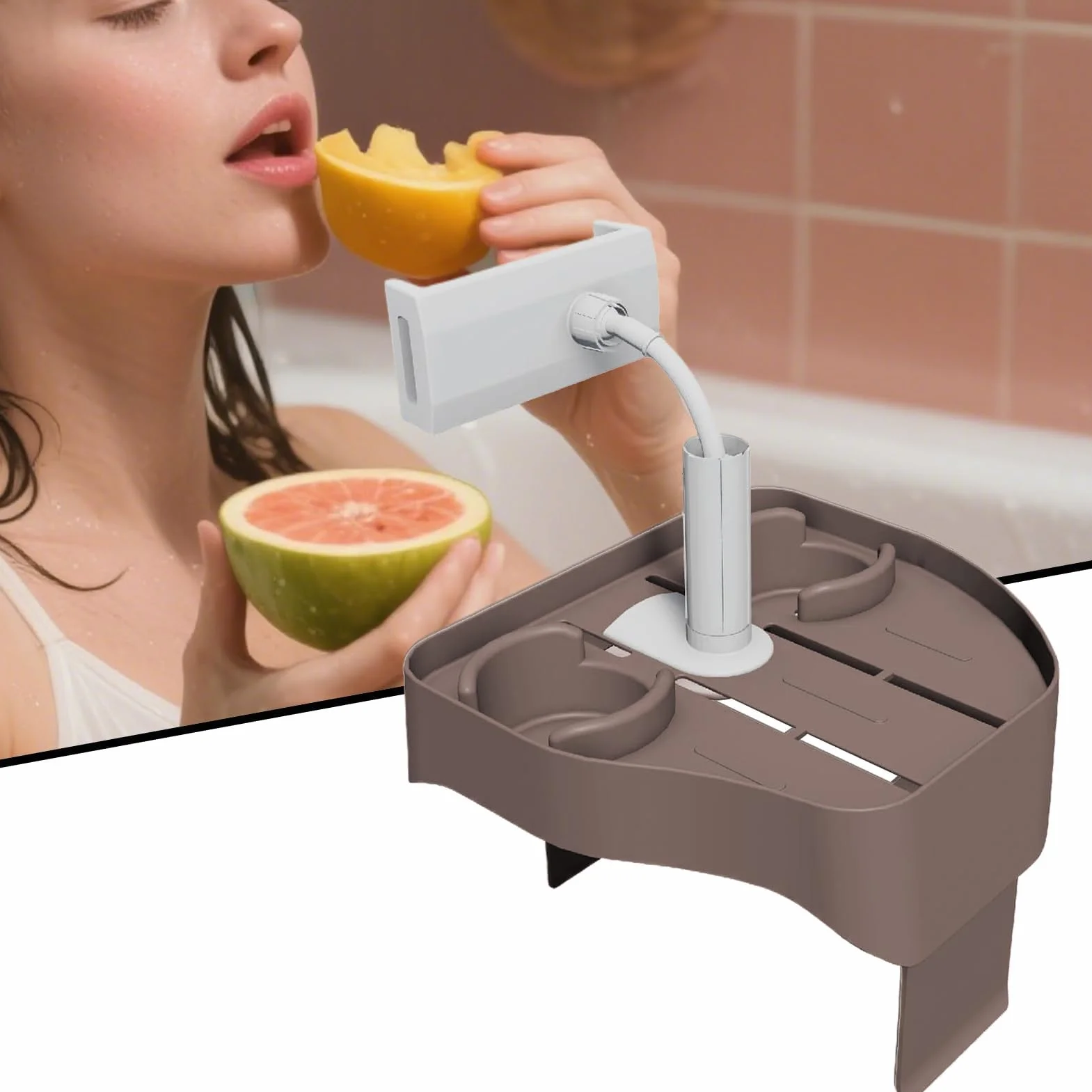 Bandeja flotante multifuncional para bebidas con 2 portavasos, ajustable, antideslizante, para piscina y bañera, almacenamiento perfecto para bebidas y aperitivos