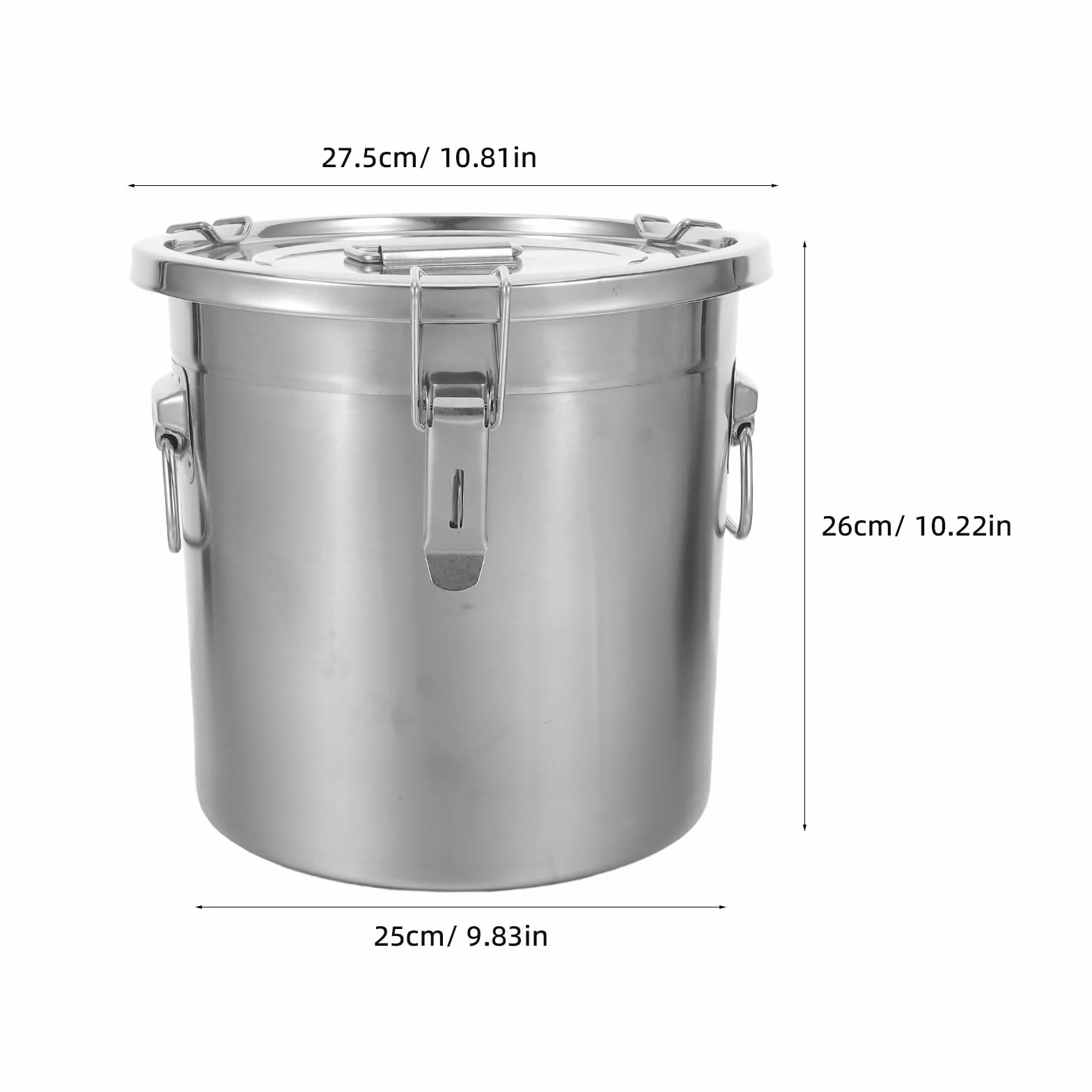Recipientes de acero inoxidable para almacenar alimentos con tapa y cierre, tarro de almacenamiento hermético de 12 L/3,2 galones para arroz, harina, granos, legumbres, cereales, despensa y