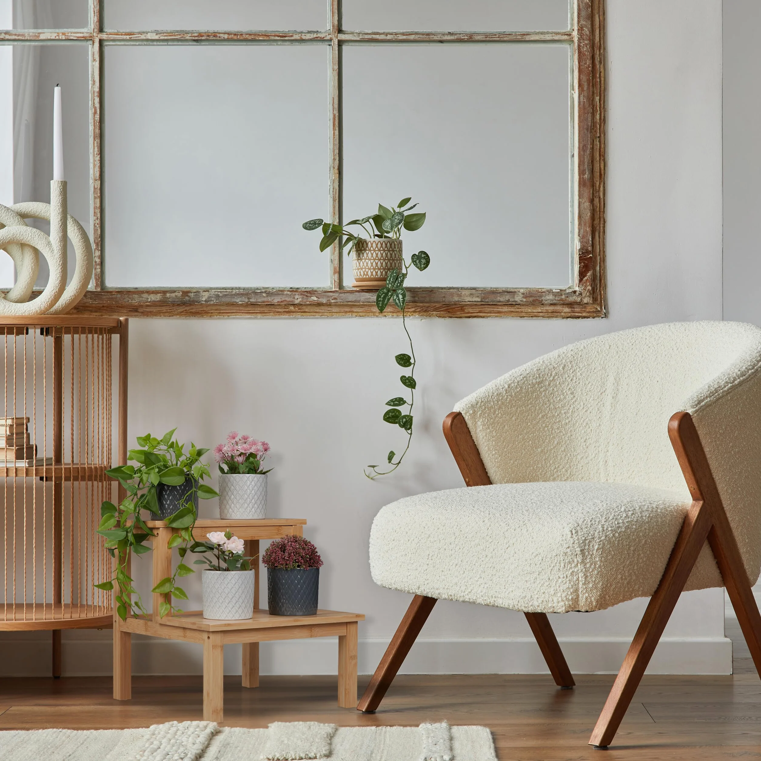 Relaxdays Taburete 2 Escalones Bambú 100 kg 40 x 40 x 40,5 cm Natural