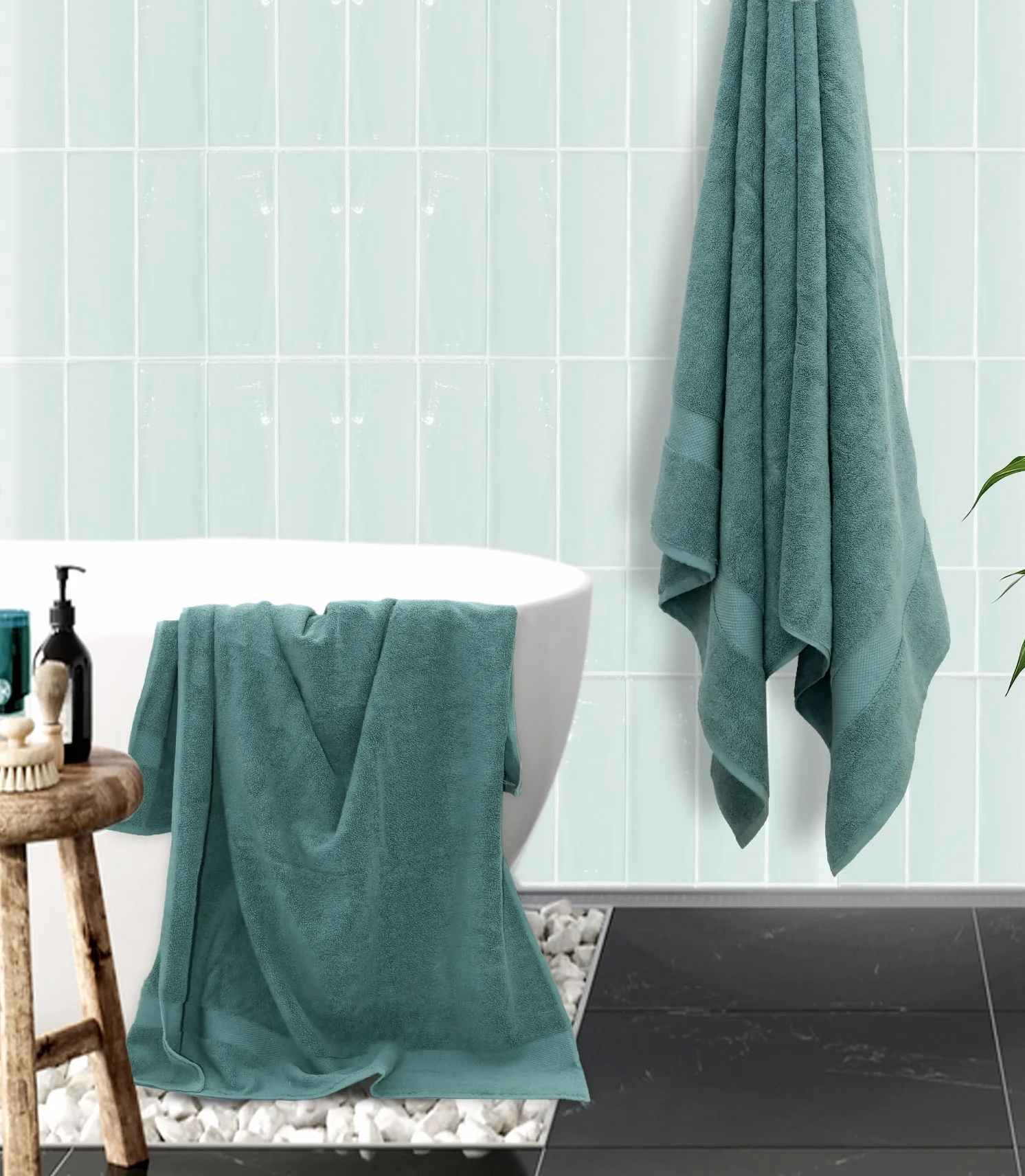 COTTON CRAFT Hotel Spa - Juego de 2 toallas extragrandes extragrandes de 40 x 80 pulgadas, peso pesado de 700 g/m², algodón puro hilado en anillo de 2 capas, suave, absorbente, uso diario, fácil
