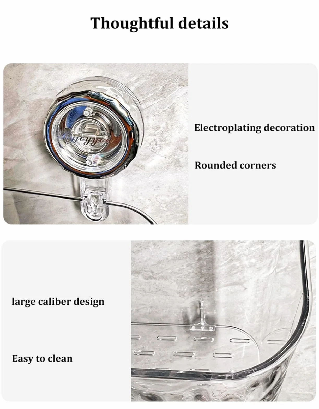 Estante de baño con ventosa, organizador de pared transparente sin taladro, para ducha, cocina y baño, estante de ducha impermeable para jabón, champú y cepillo de dientes