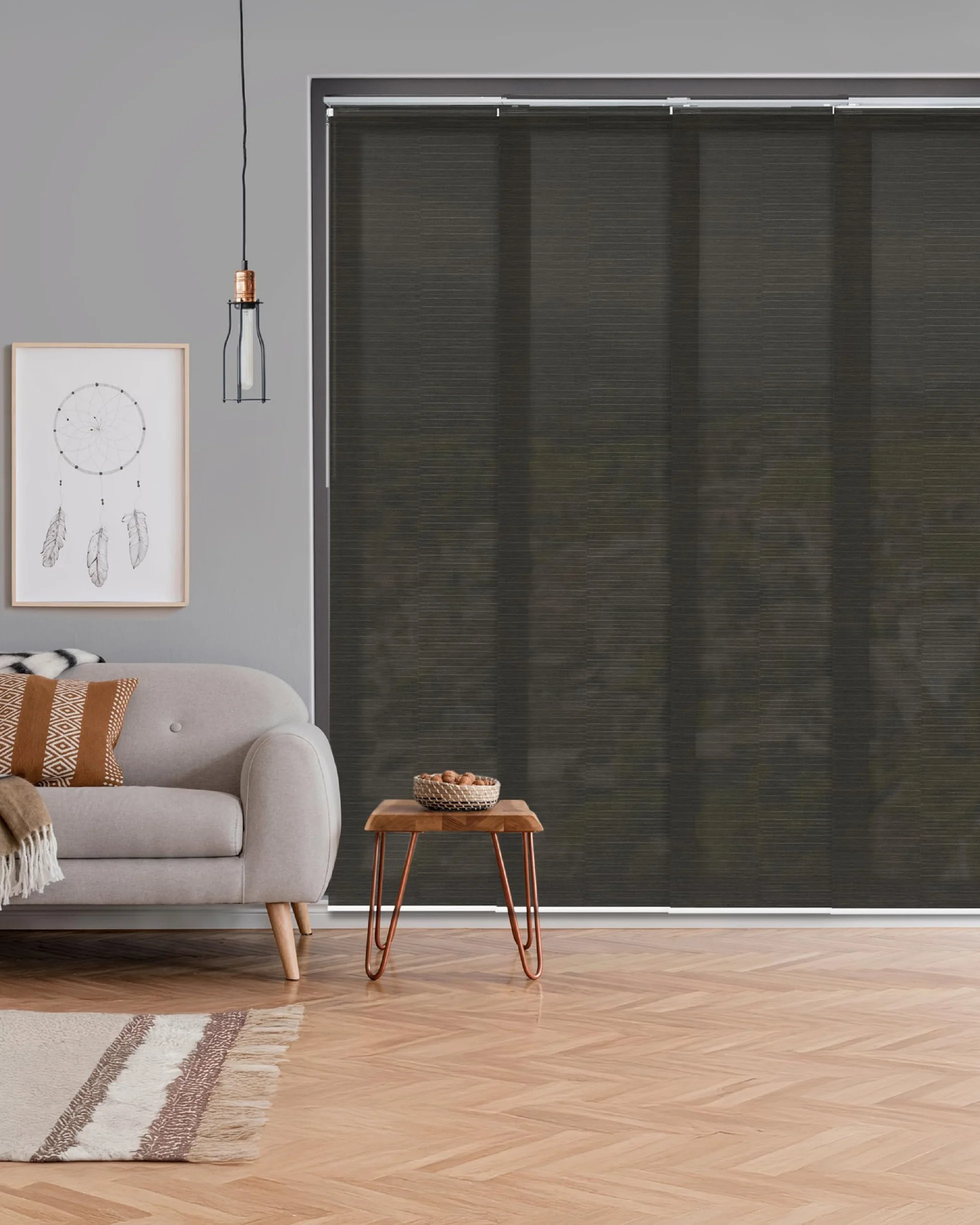 GoDear Design Persianas verticales ajustables para ventanas de 45.8 a 86 pulgadas de ancho x 96 pulgadas de alto, persianas extensibles para puerta corrediza, cortinas de panel de tela recortable,