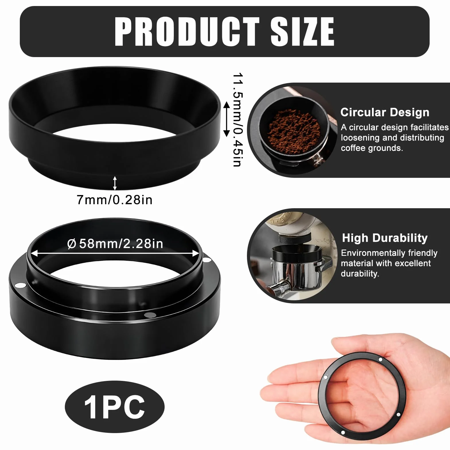 Coffee Dosing Ring 58mm 2 en 1: Dosificación y Nivelación