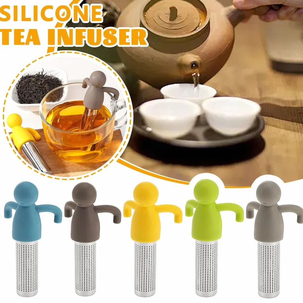 Bola infusora de té, colador de hojas sueltas de malla extrafina con mango de silicona, diseño plegable a prueba de fugas para tazas y teteras, ideal para los amantes del té