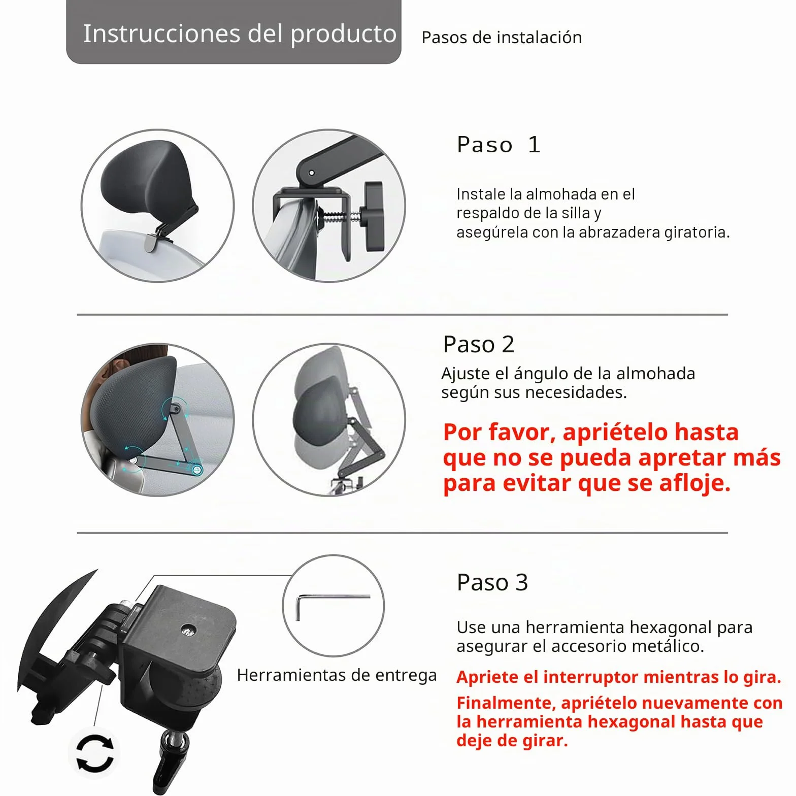 Reposacabezas de espuma viscoelástica para silla de oficina, reposacabezas de silla acoplable, soporte de cuello de silla de escritorio, almohada de esponja elástica para la cabeza de altura y