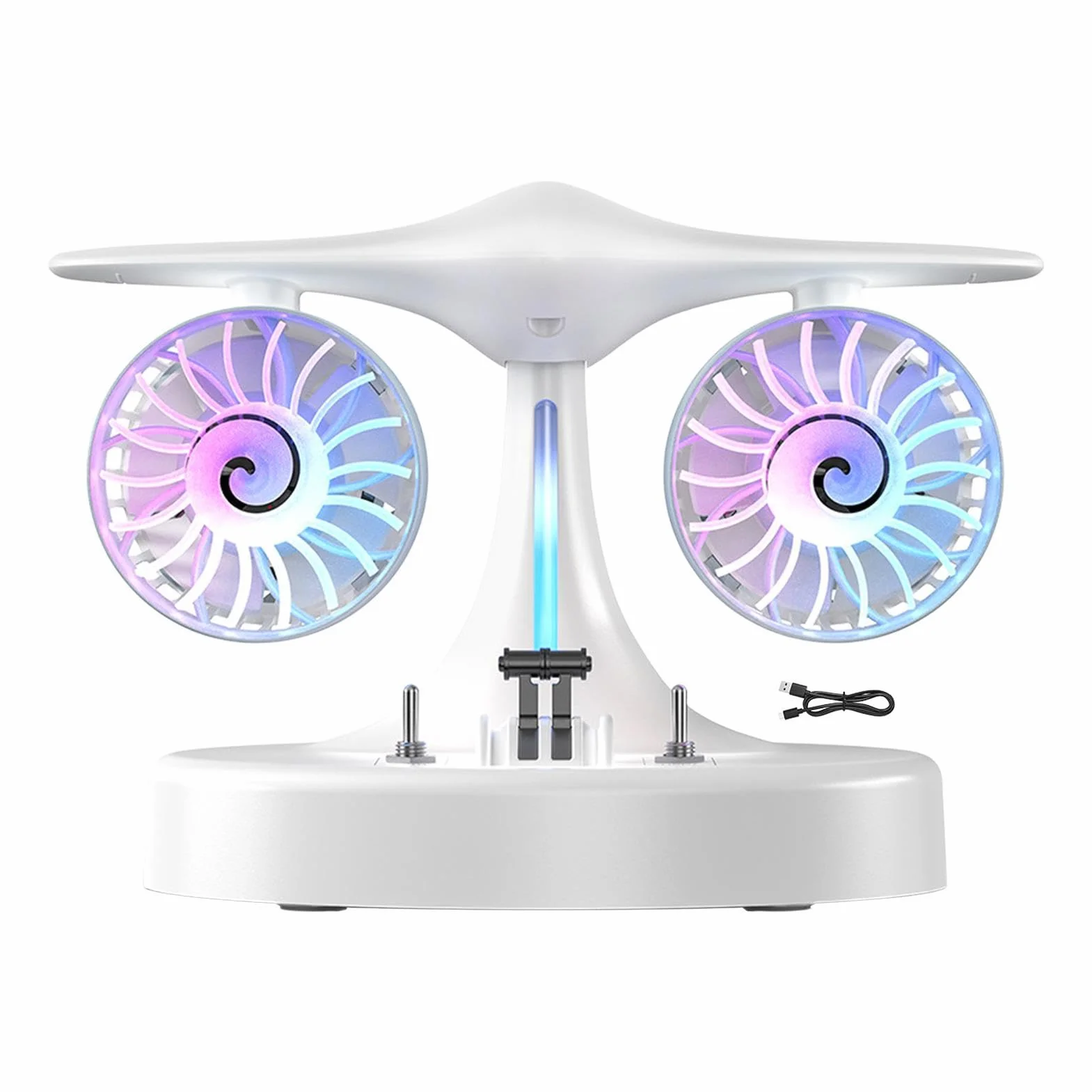 Ventilador De Mesilla 3 Velocidades Con Nebulización Y Doble Enfriamiento | Ventilador Personal de Escritorio Pequeño y Silencioso para Dormitorio Salón Oficina Escuela Verano Viajes Camping Vacac