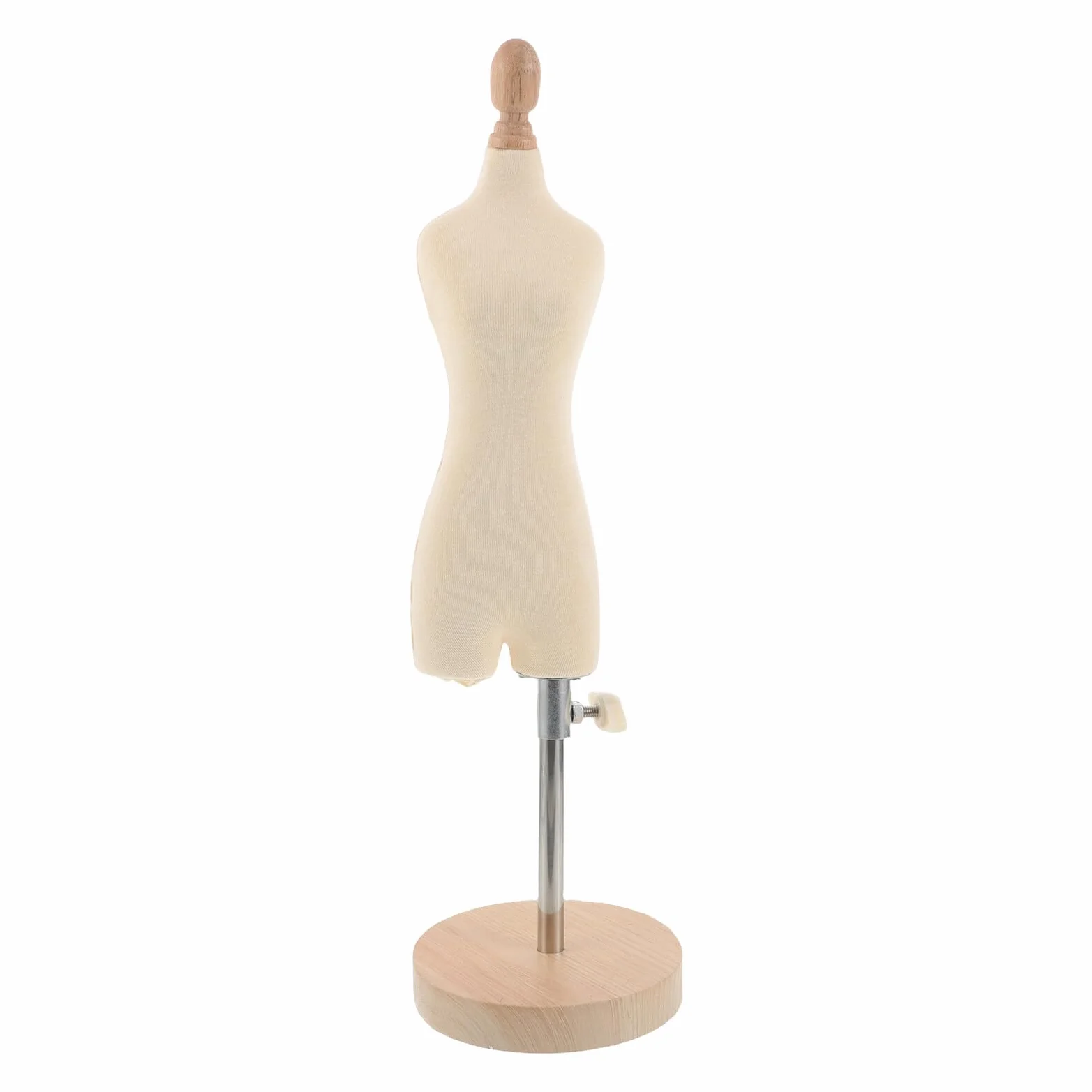 Maniquí Femenino de Costura Ajustable Mini con Soporte para Vestido Base de Madera para Estudio Casa y Enseñanza de Confección