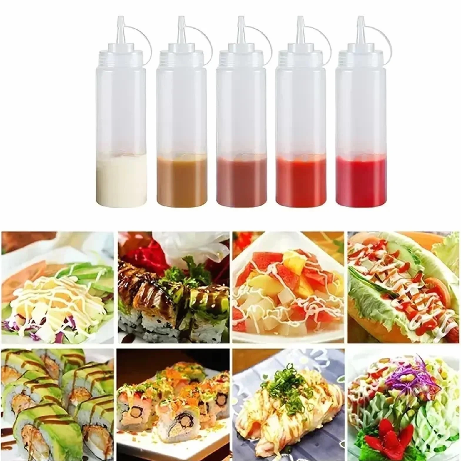 10 Uds Ketchup salsas for barbacoa botella de aceite oliva botellas grandes for condimentos con boquillas dispensador salsa utensilio cocina para Salsa(500ml)