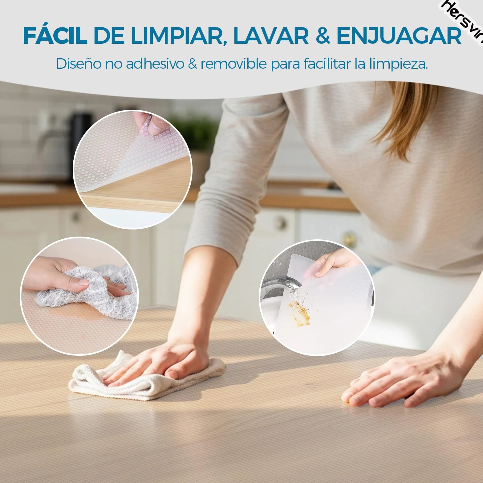 Hersvin Plastico Protector para Cocina Cajones, Alfombras Non Adhesivo EVA Cubre Encimera 50cmx600cm Transparente