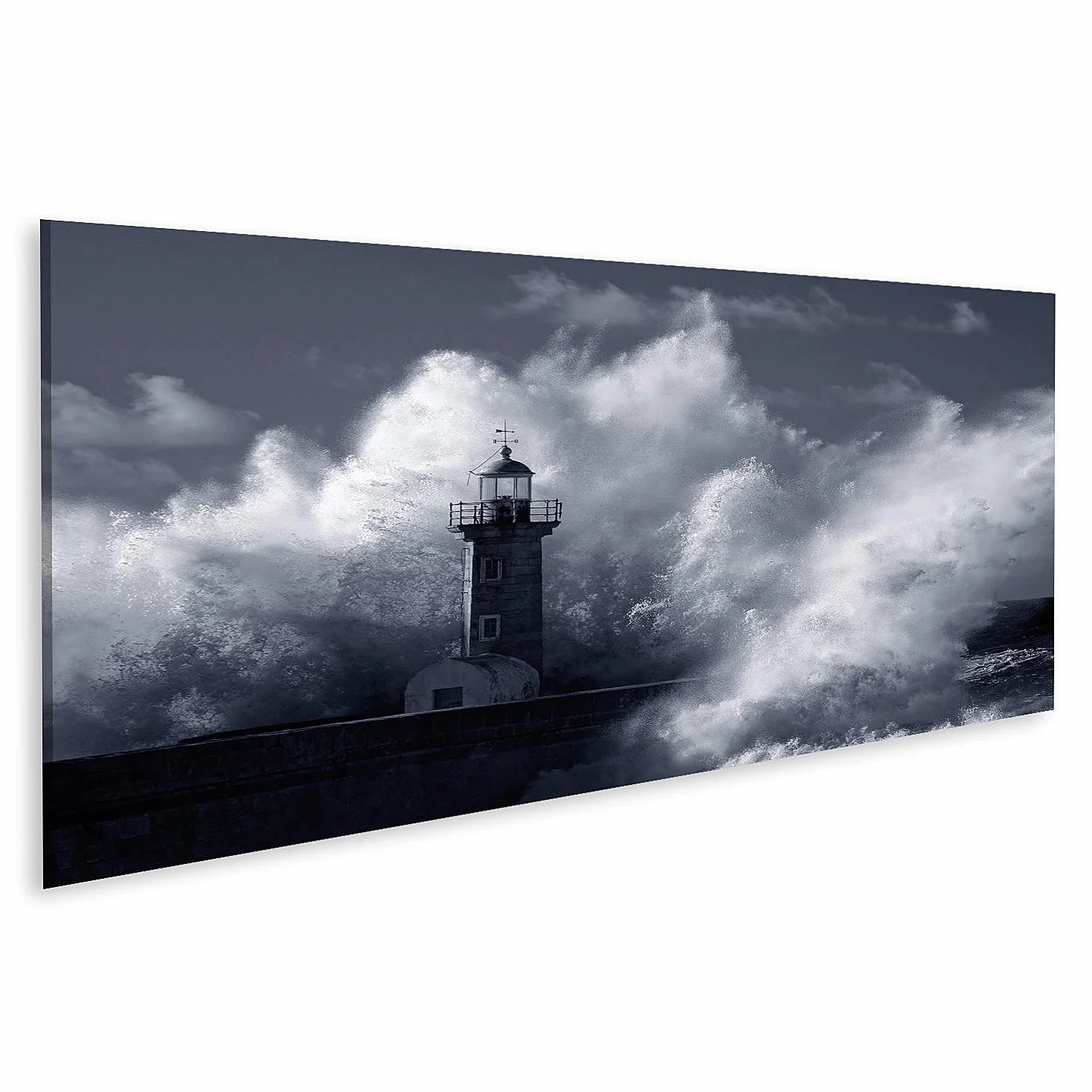 islandburner cuadro sobre lienzo grandes olas tormentosas faro imágenes murales póster
