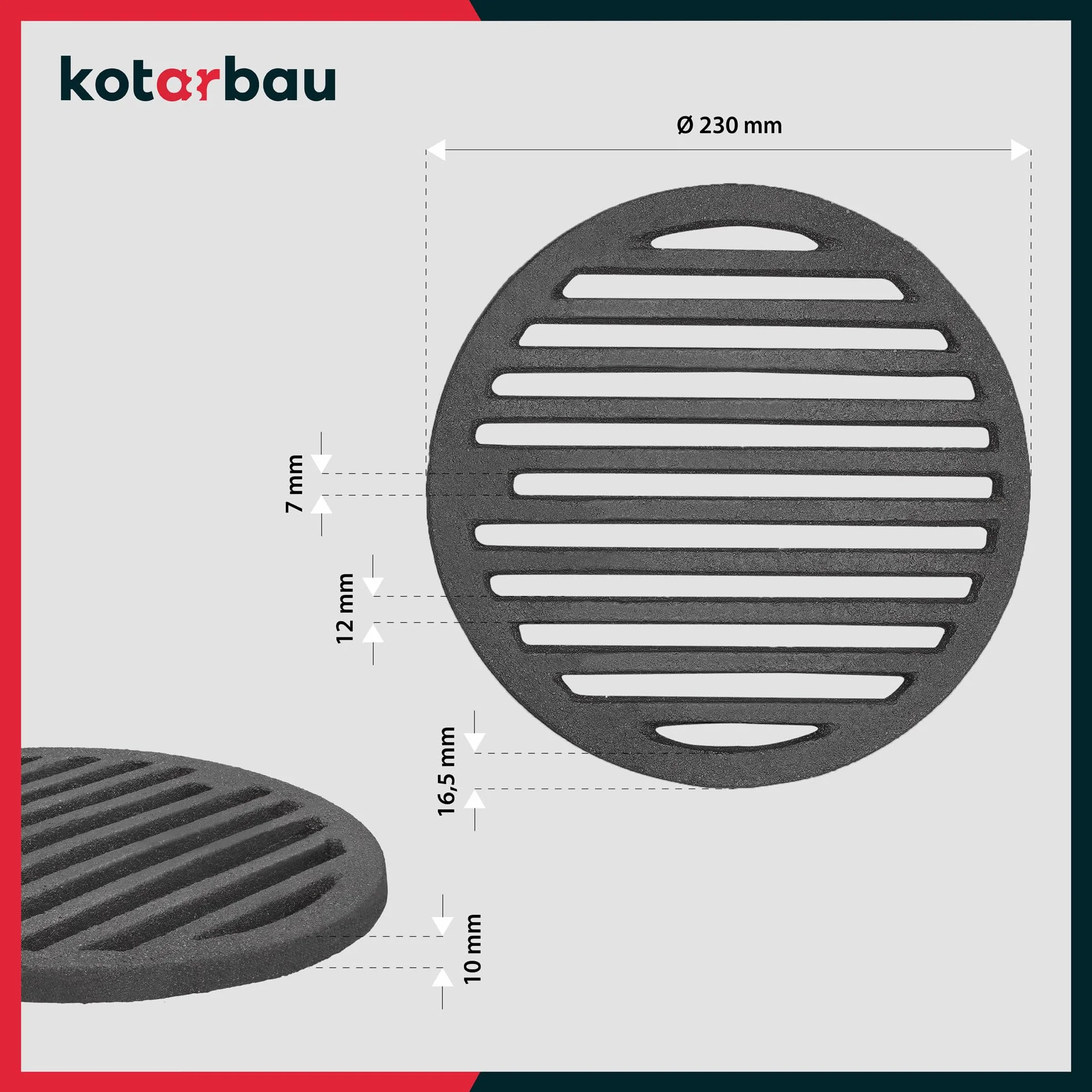 KOTARBAU® - Rejilla de Chimenea de Hierro Fundido (23 cm)