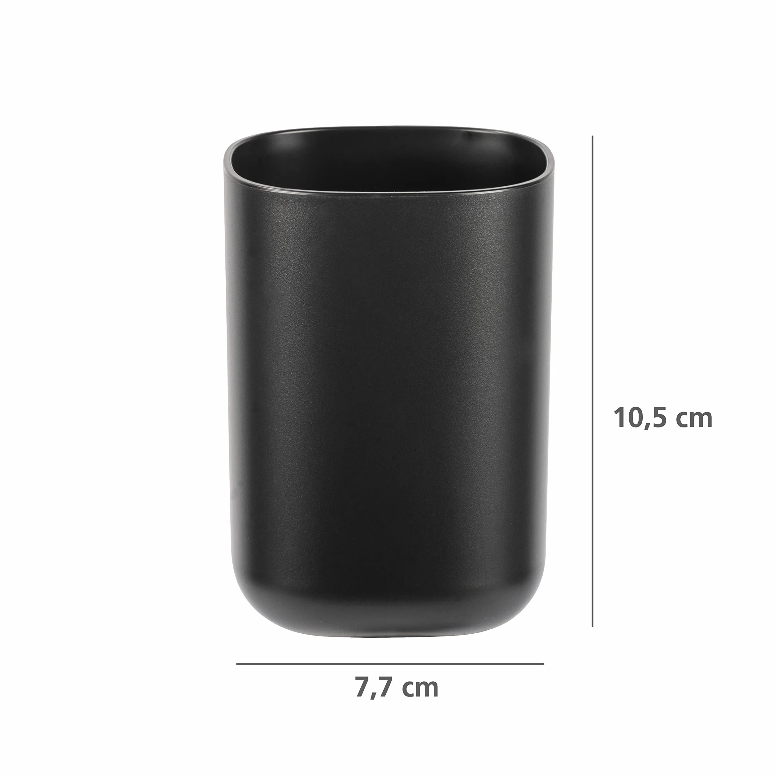 Wenko Davos Vaso de dientes, negro mate, Ø 7,7 x 10,5 cm