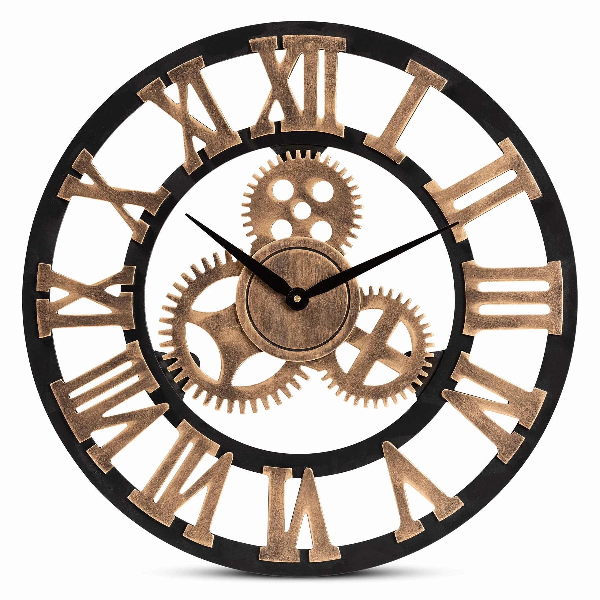 Baxton Studio Randolph - Reloj de pared de madera con acabado de estilo vintage industrial negro y marrón envejecido