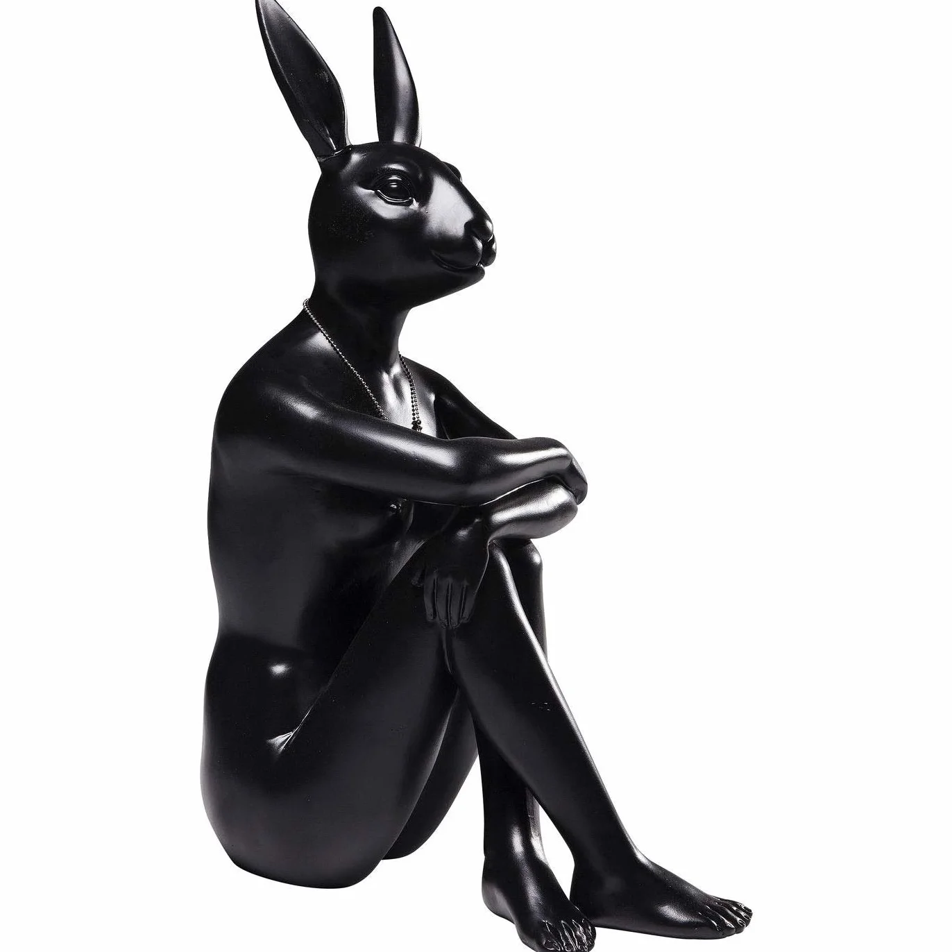 Kare Design figurita decorativa Conejo Gillie negro, objeto decorativo, motivo conejo, accesorio, salón, decoración para estanterías o aparadores, escultura decorativa, 39 x 26 x 15 cm (h/w/d)