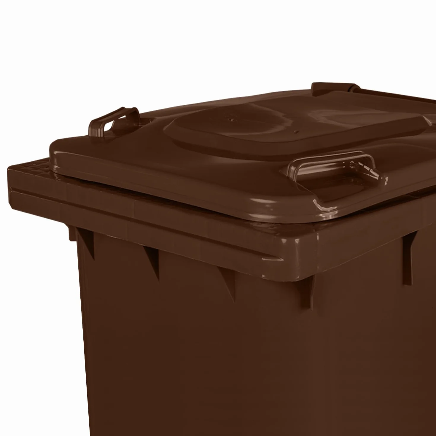 Jestic Cubo de basura 120 240 para basura basura con ruedas de goma silenciosas para recogida diferenciada, reciclaje interior exterior EN840 (240 Litros, Marrón)