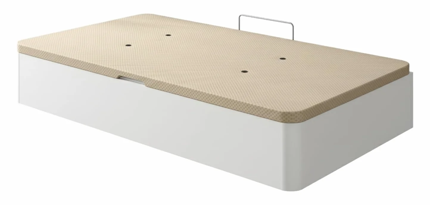 SHIITO | Modelo Dakotta – Canapé 105x190 cm con Apertura Lateral | Tapa 3D Transpirable | Gran Capacidad – Color Blanco – 105x190x35 cm